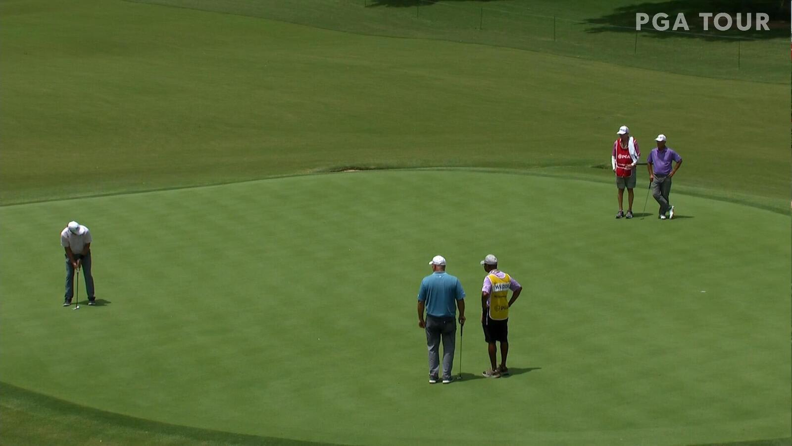Scott Verplank rolls in lengthy birdie putt at the KitchenAid Senior PGA 