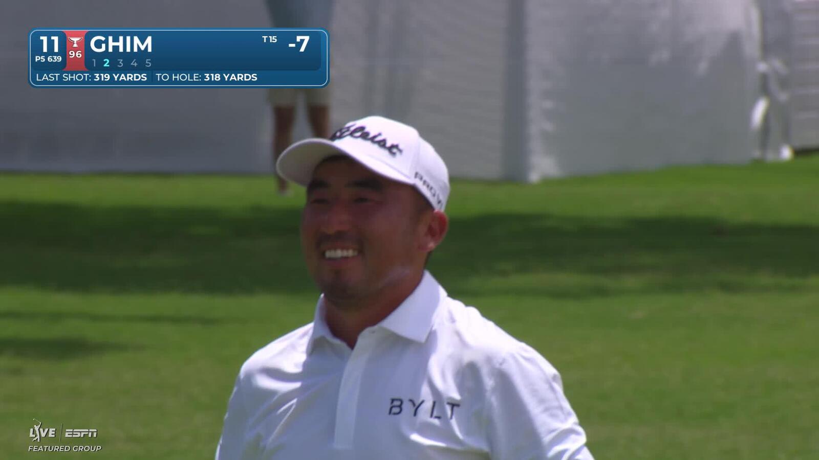 Doug Ghim sinks 12-foot birdie putt on No. 11 at Charles Schwab