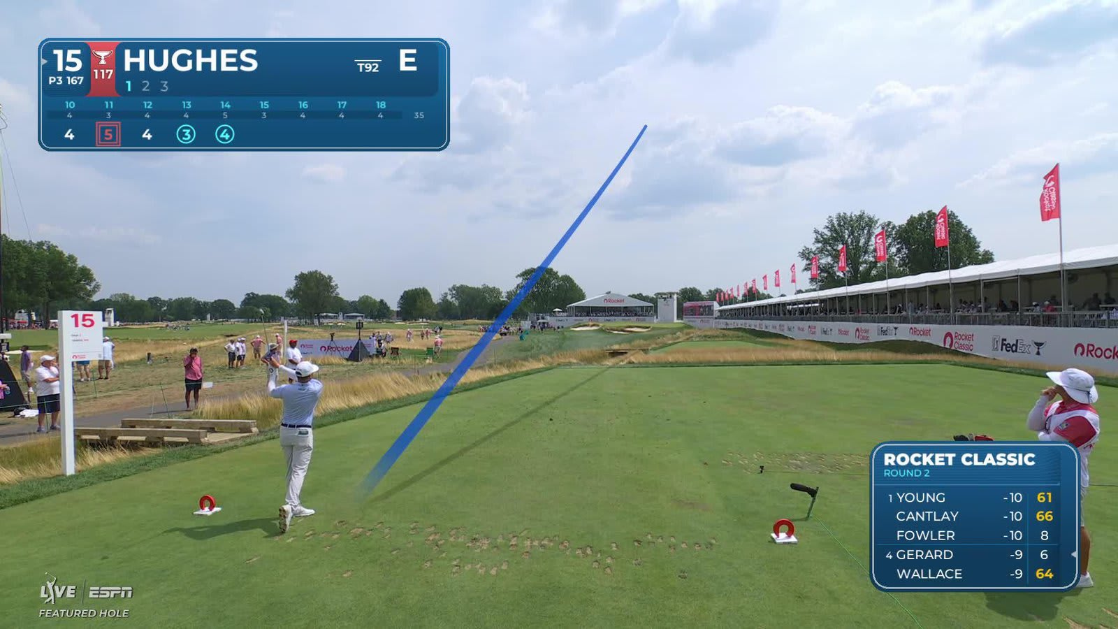Mackenzie Hughes hits tee shot to 8 feet, sets up birdie on No. 15 at Rocket Classic