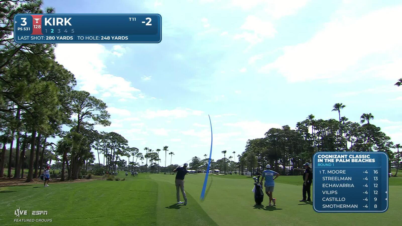 Chris Kirk sinks 9-foot birdie putt on No. 3 at Cognizant Classic