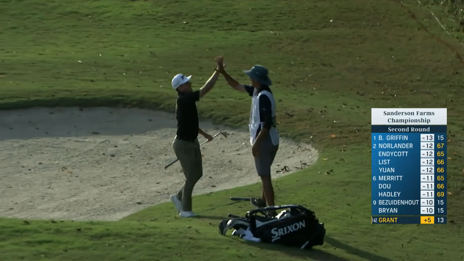 Brent Grant holes out from greenside bunker for eagle at Sanderson Farms