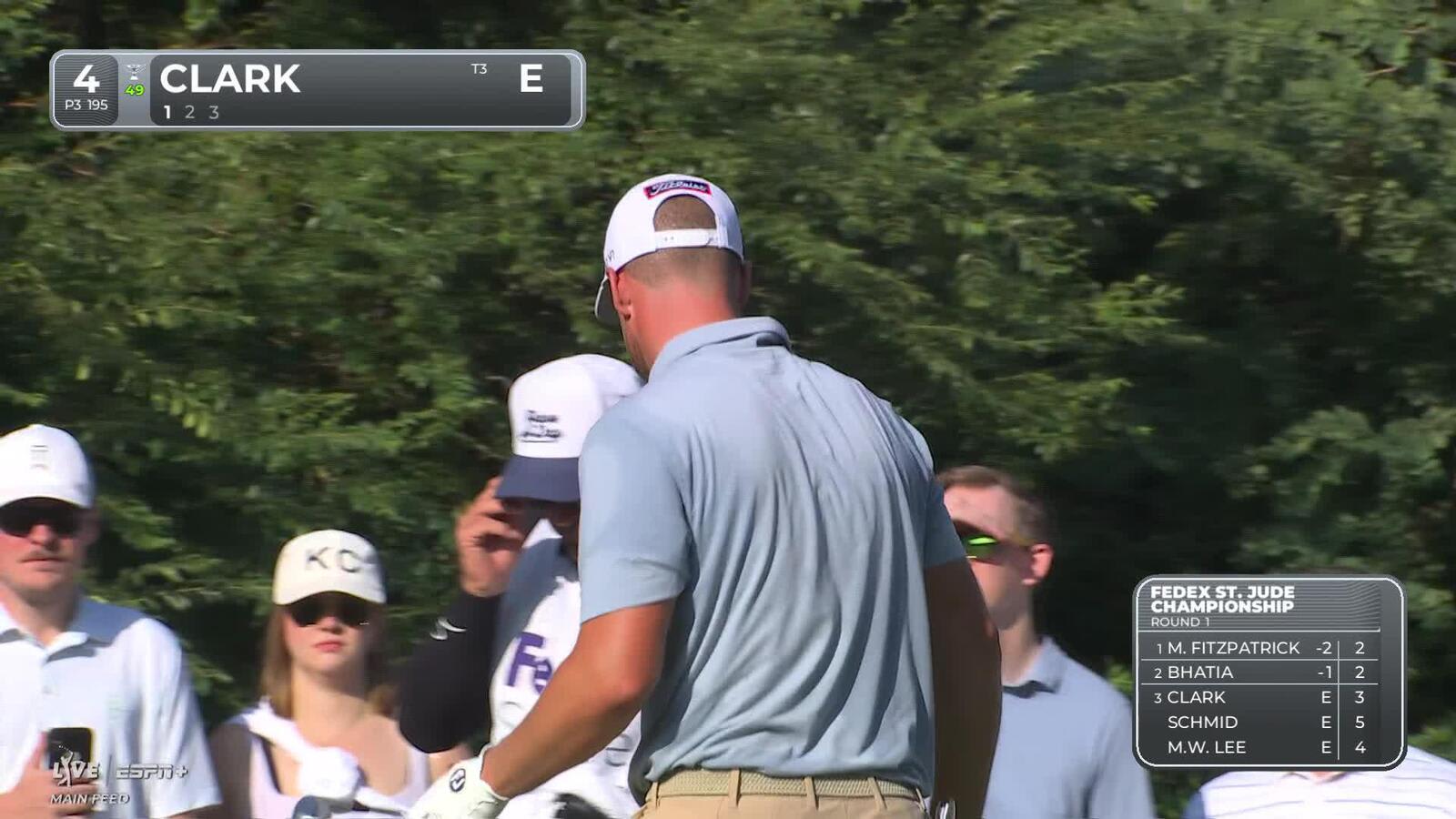Wyndham Clark sinks a 20-foot birdie putt at FedEx St. Jude