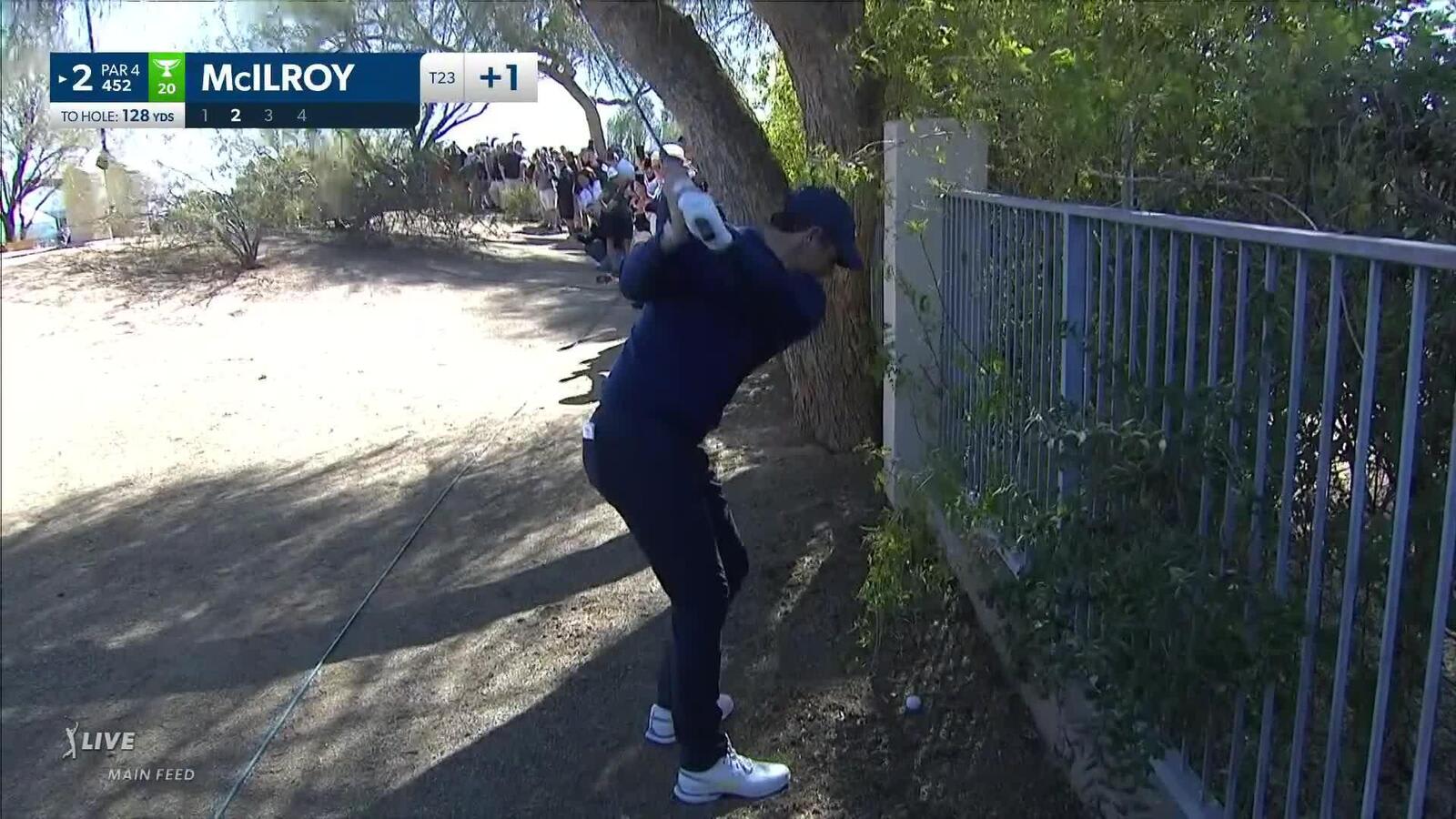 Rory McIlroy's incredible par save from next to fence at WM Phoenix Open