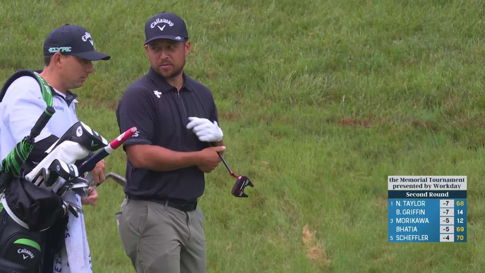 Xander Schauffele gets back to even par with a birdie on No. 14