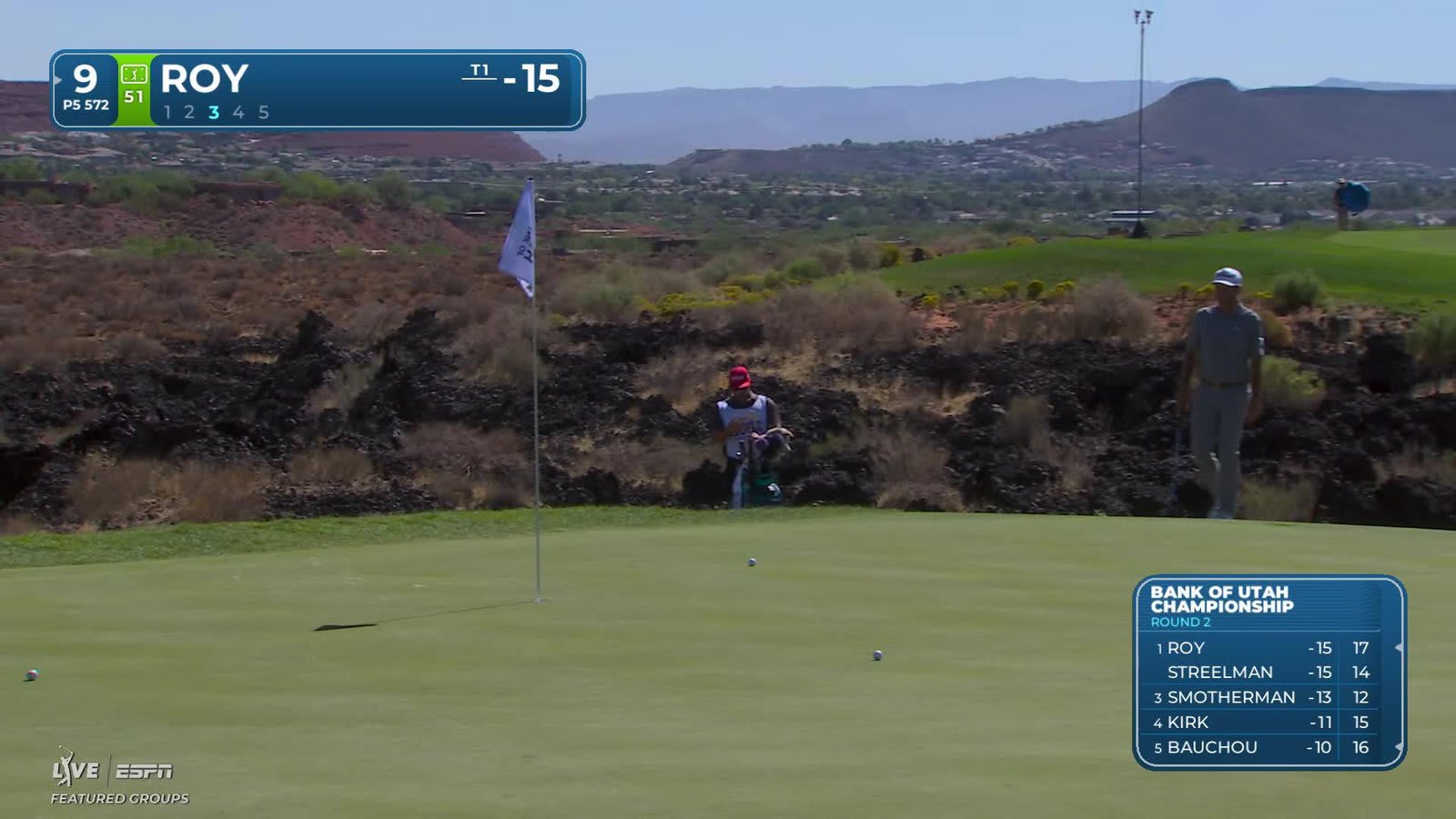 Kevin Roy drains 10-foot birdie putt on No. 9 at Bank of Utah