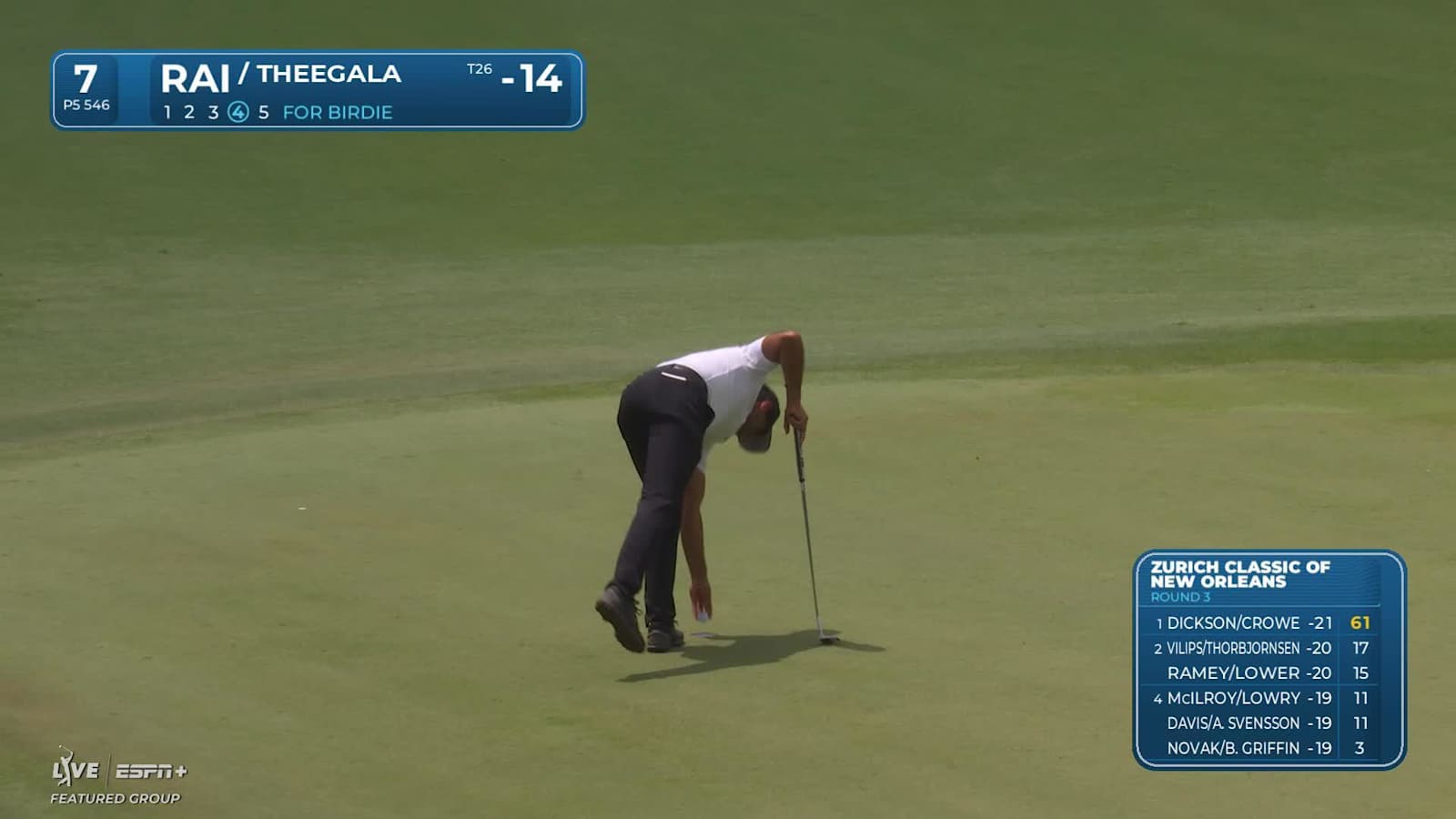 Aaron Rai makes birdie on No. 7 at Zurich Classic