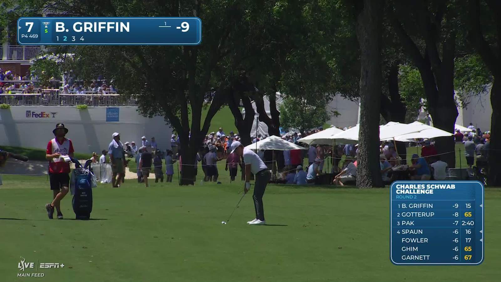 Ben Griffin makes birdie on No. 7 at Charles Schwab