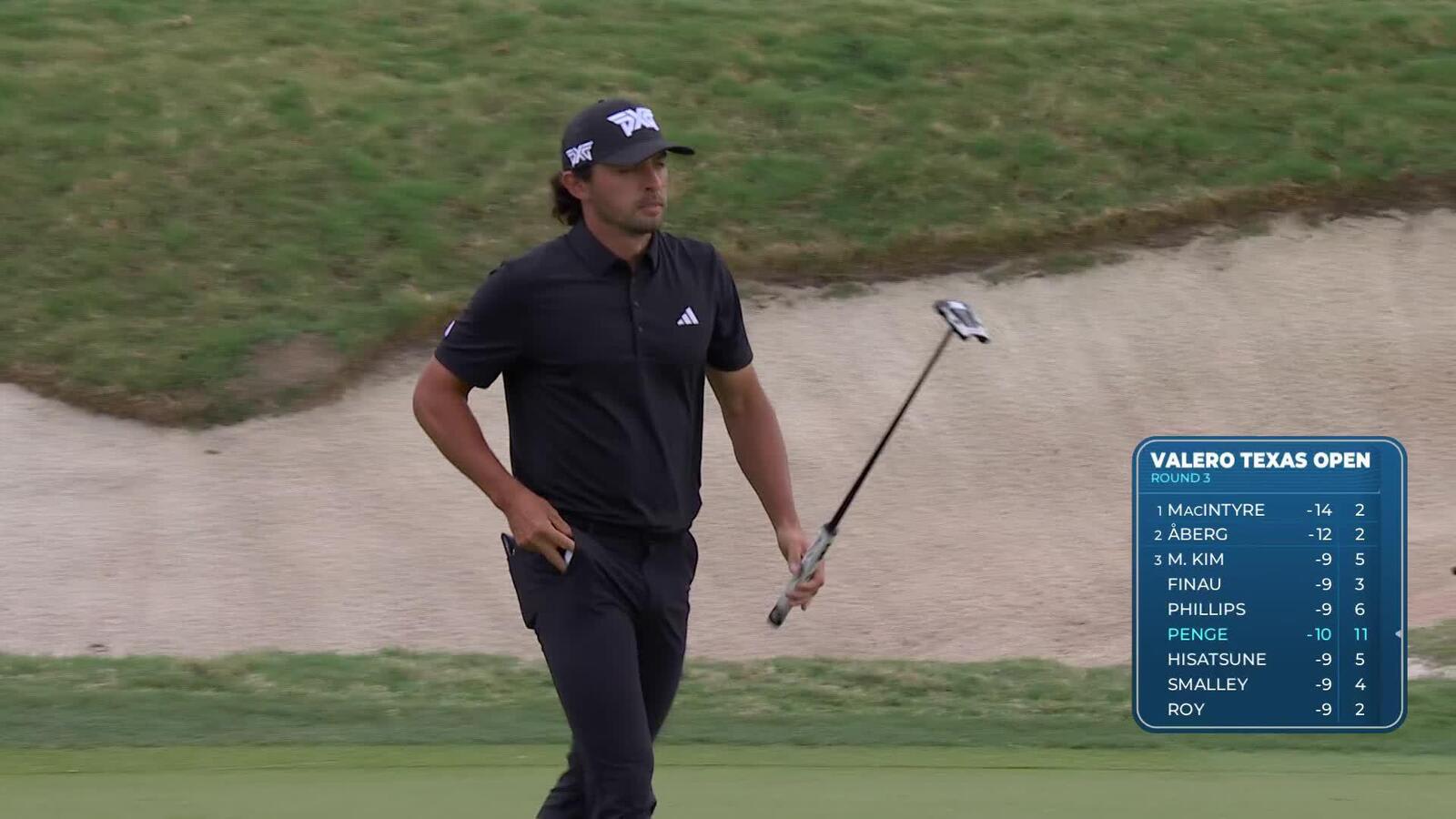 Marco Penge drains 5-foot birdie putt on No. 2 at Valero