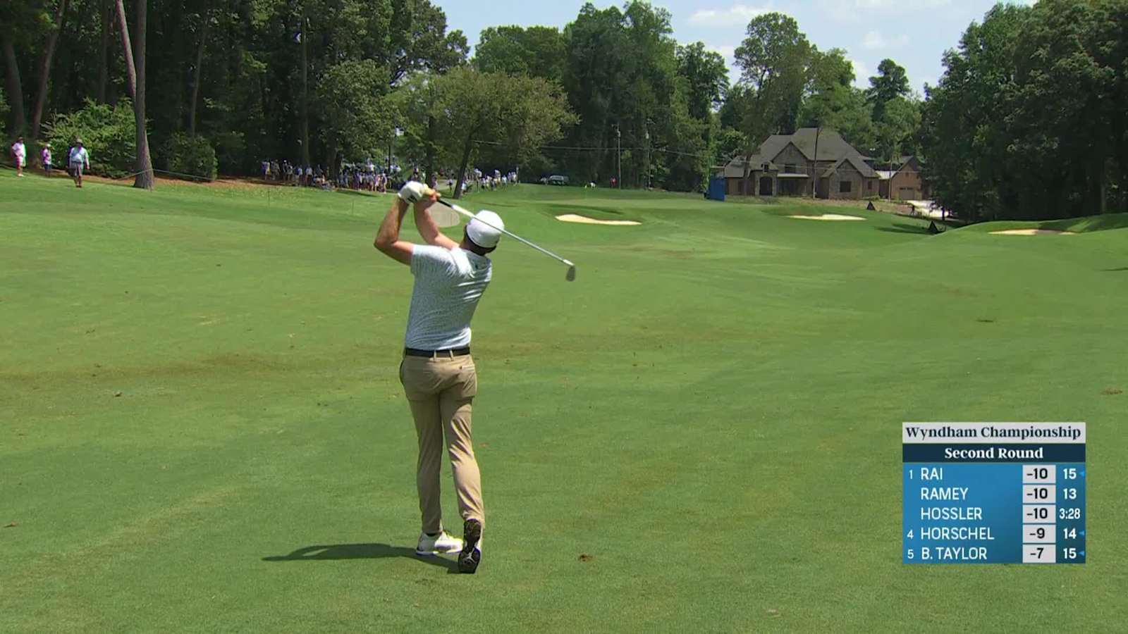 Keegan Bradley rolls in short birdie putt at Wyndham