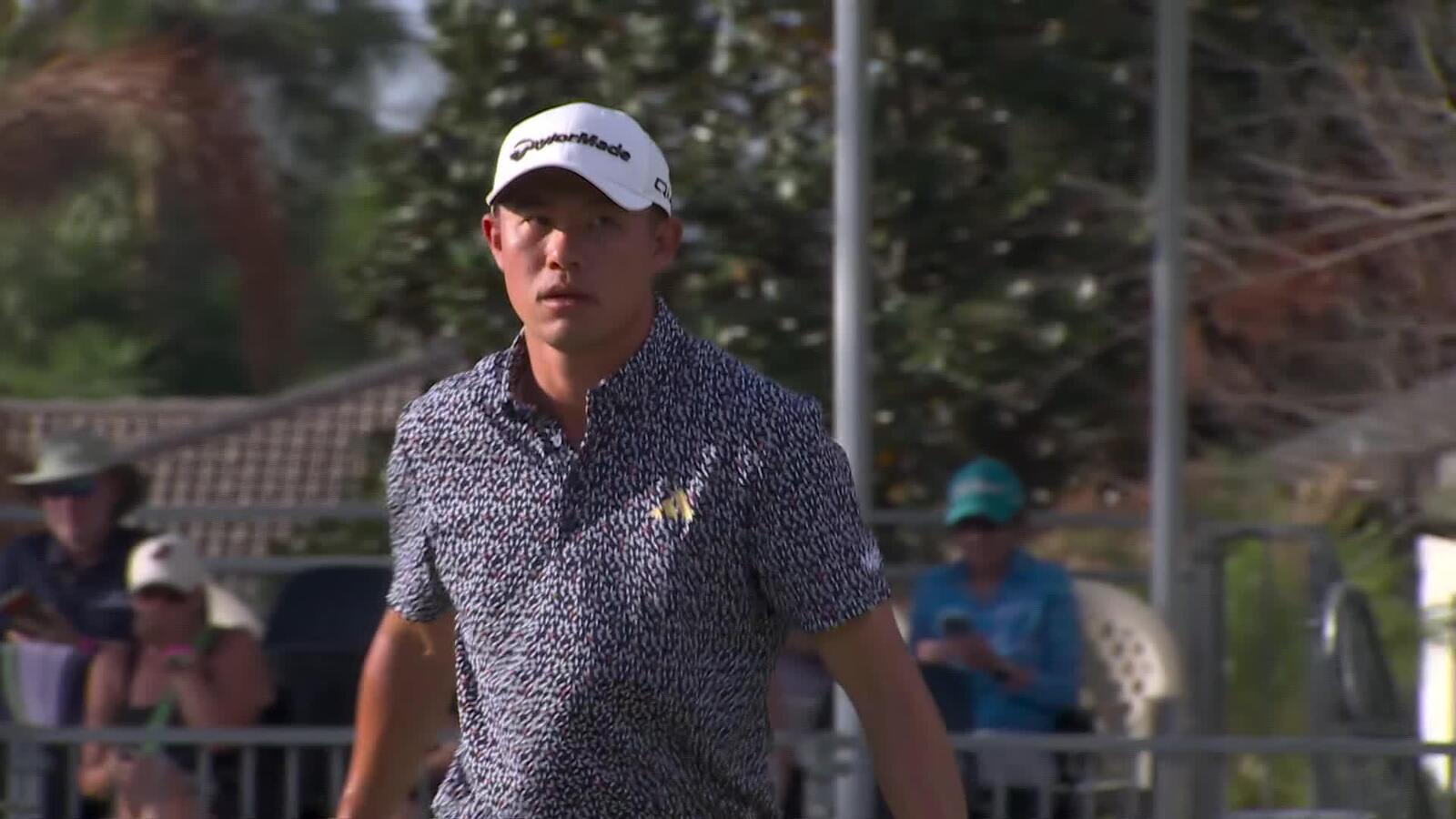 Collin Morikawa pours in 16-foot birdie putt on No. 10 at Arnold Palmer