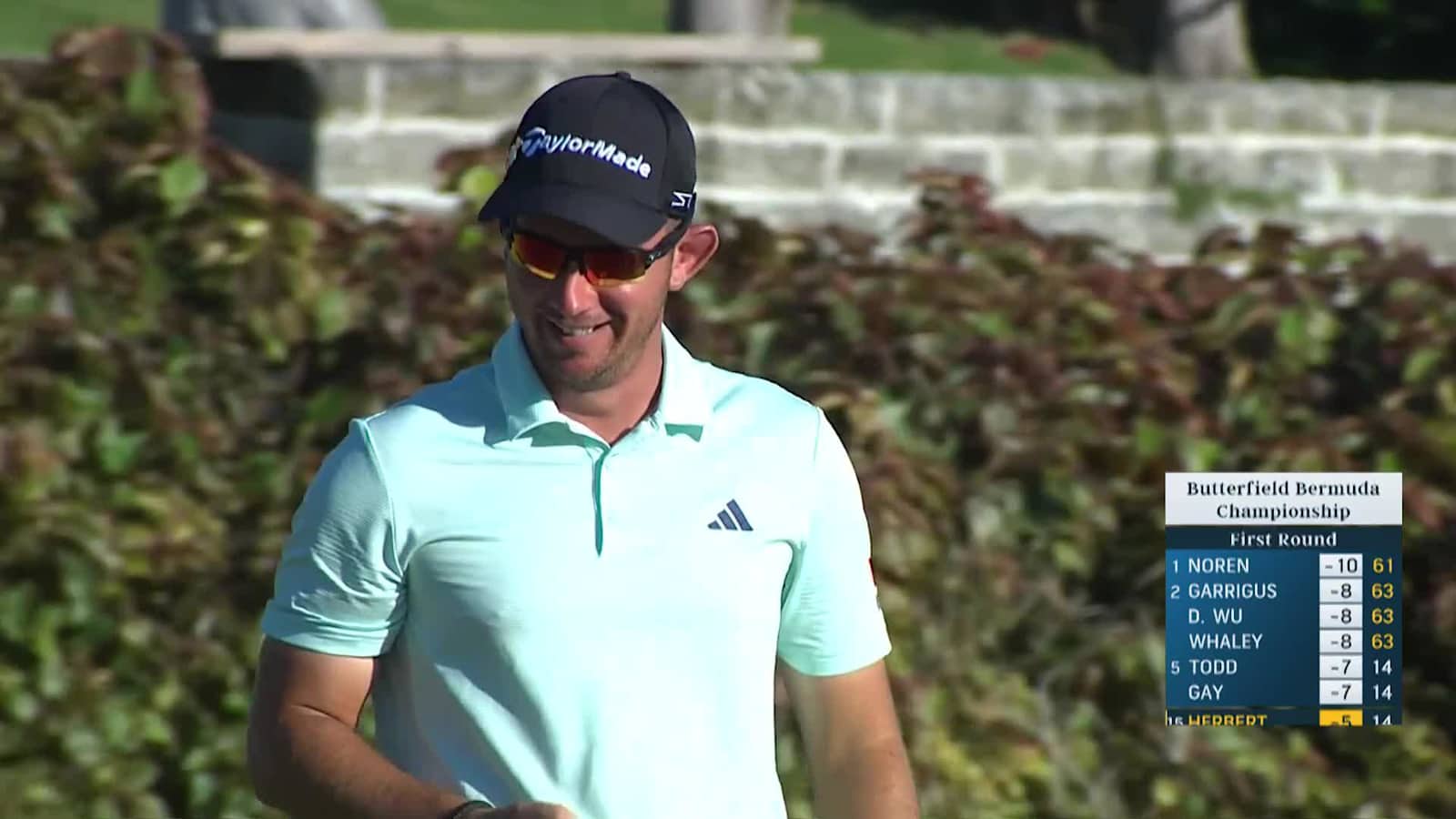 Lucas Herbert throws a dart to set up birdie at Butterfield Bermuda