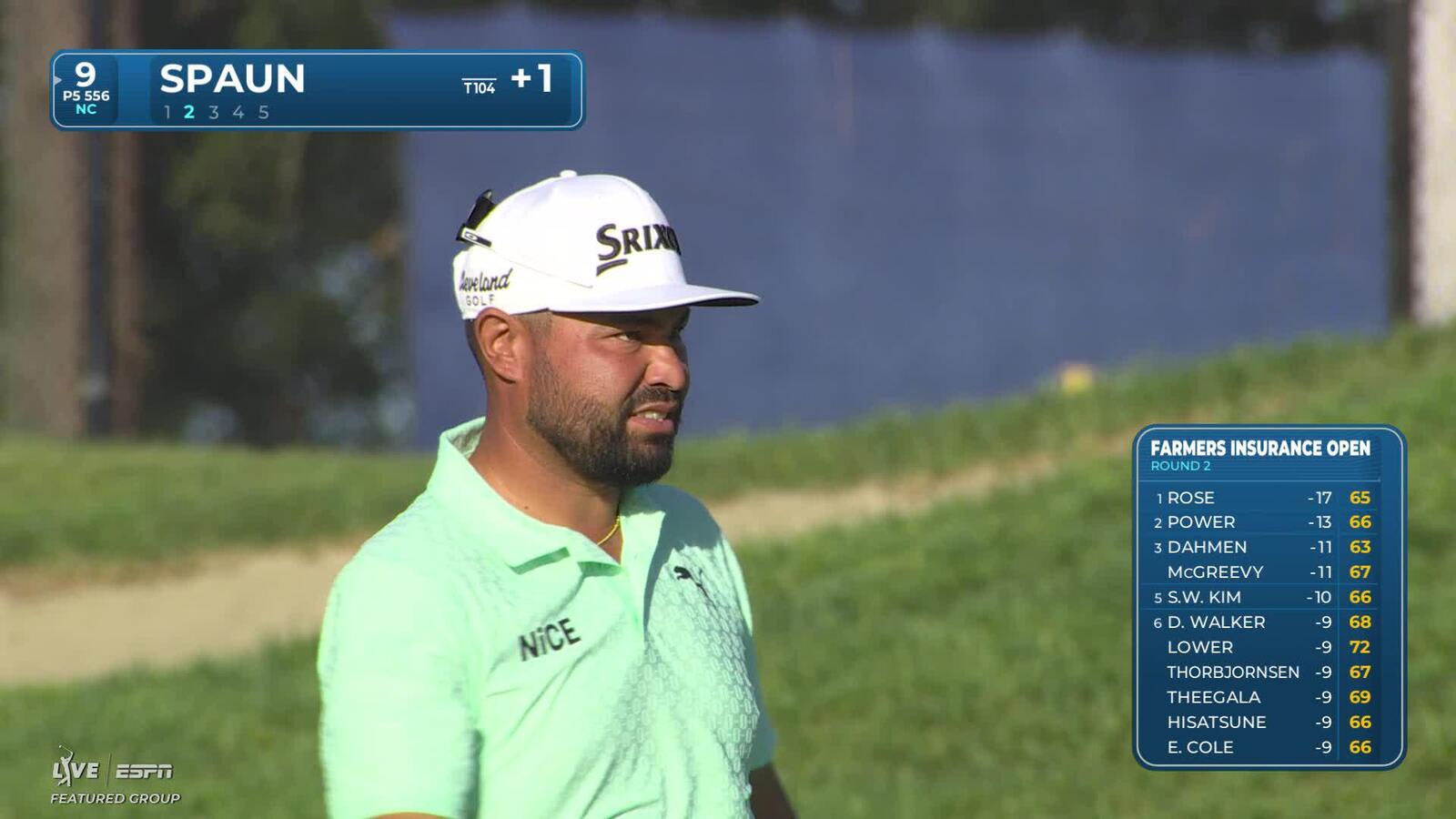 J.J. Spaun makes birdie on No. 9 at Farmers