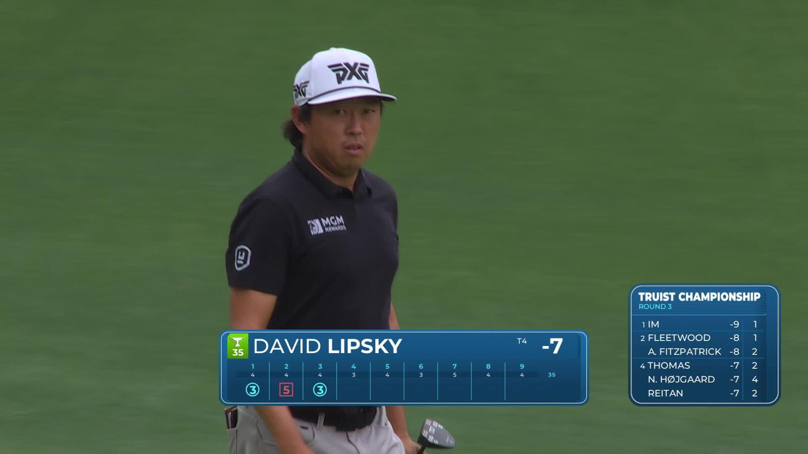 David Lipsky sinks 22-foot birdie putt on No. 3 at Truist Championship