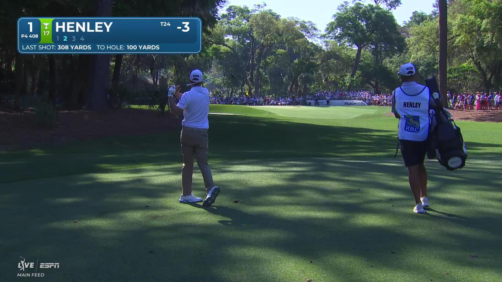 Russell Henley gets up-and-down from 100 yards for birdie on No. 1 at RBC Heritage