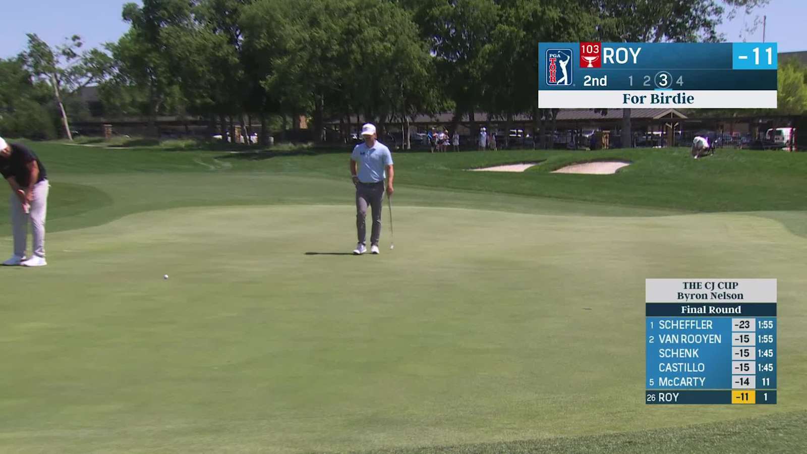 Kevin Roy sinks a 24-foot birdie putt on No. 2 at THE CJ CUP