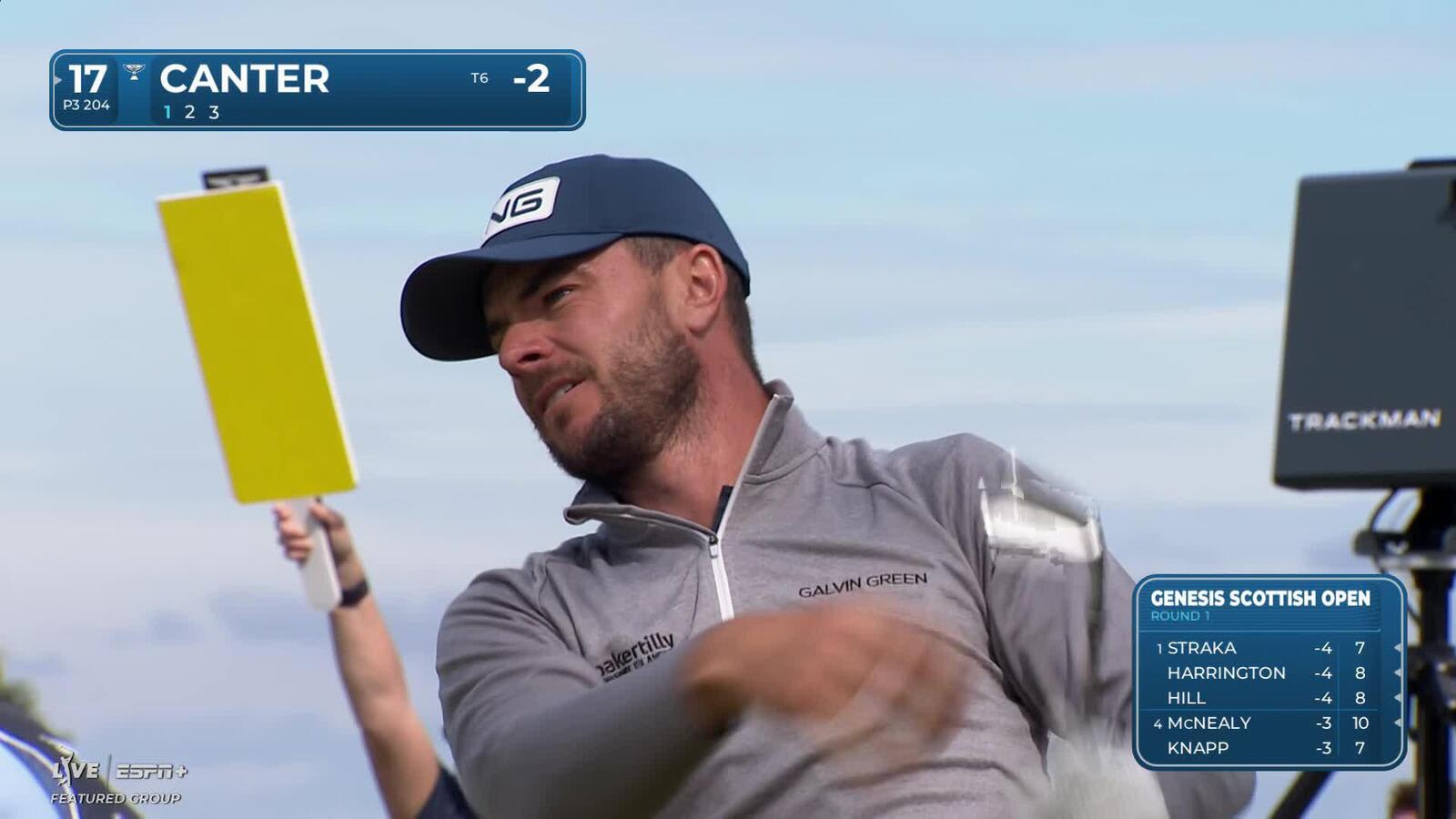 Laurie Canter sinks a 27-foot birdie putt on No. 17 at Genesis Scottish Open