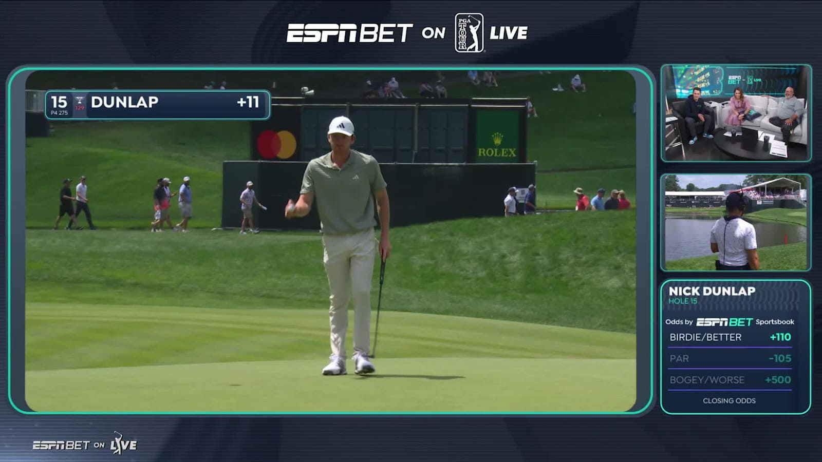 Nick Dunlap makes birdie on No. 15 at Travelers