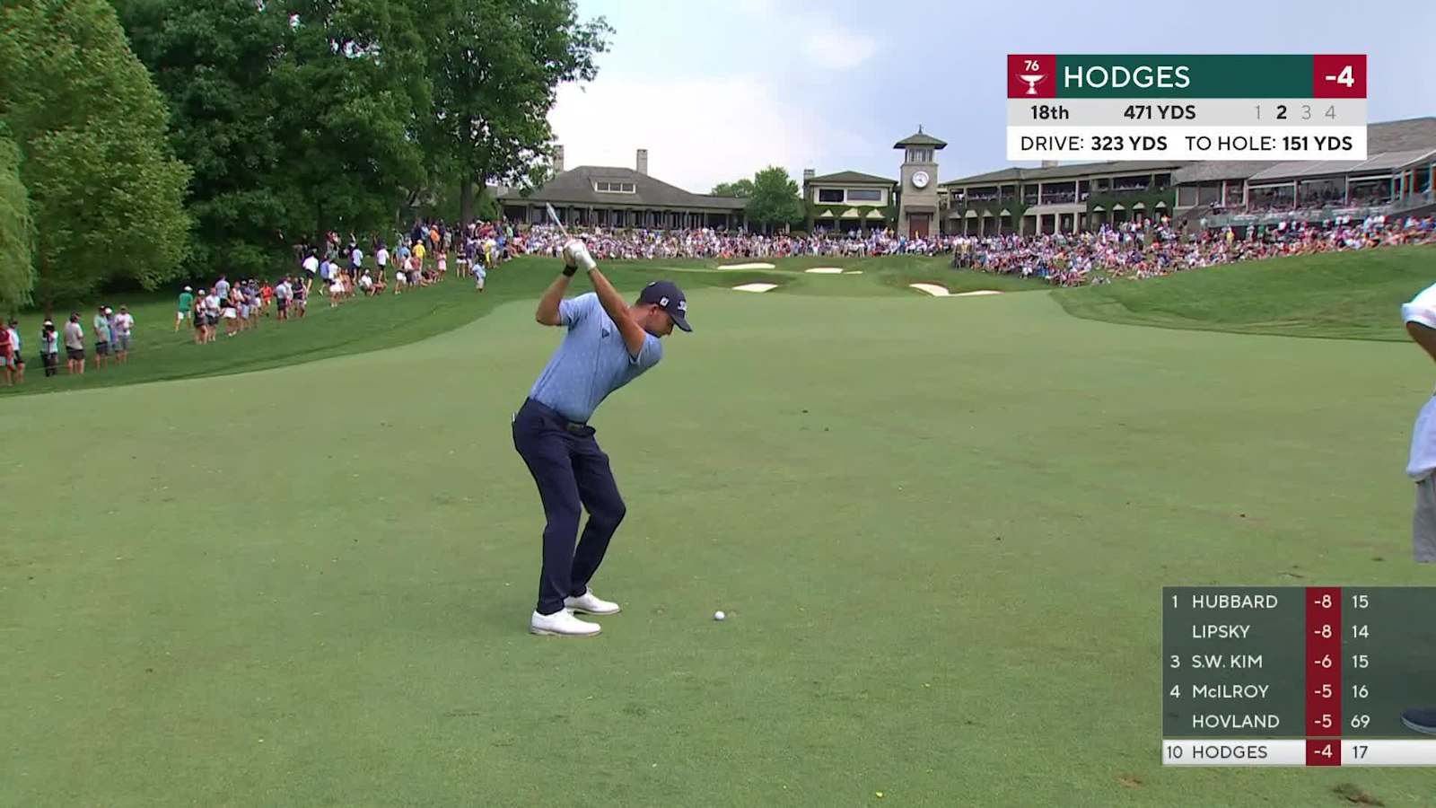 Lee Hodges plays the slope to set up birdie at the Memorial