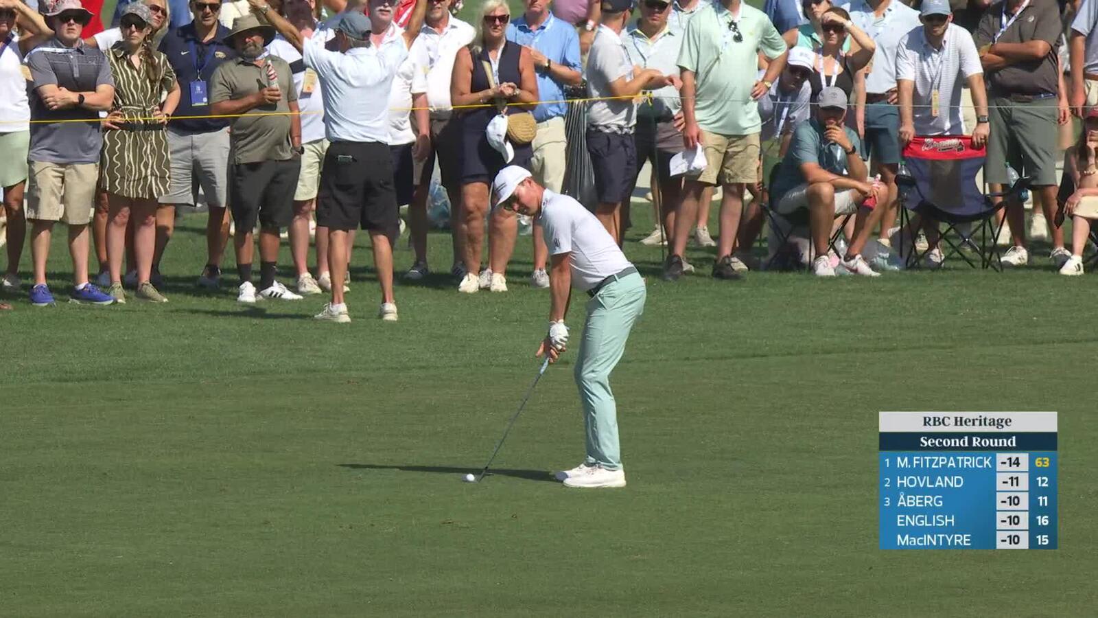 Ben Griffin gets up-and-down from 125 yards for birdie on No. 16 at RBC Heritage