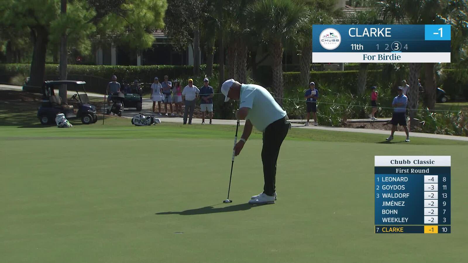Darren Clarke makes birdie on No. 11 at Chubb Classic