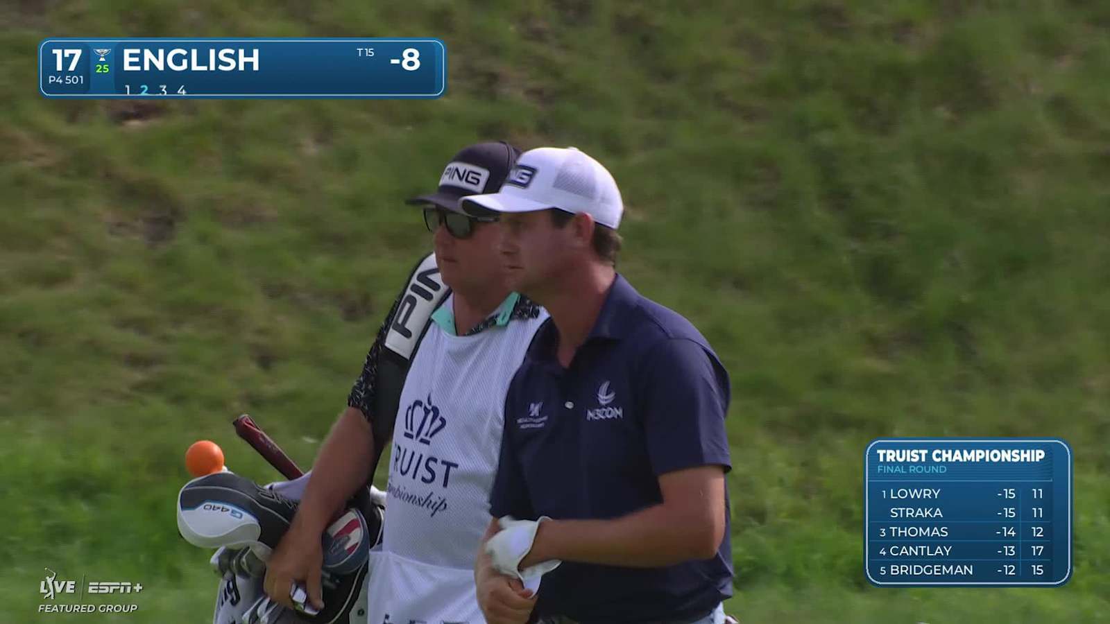 Harris English sinks a 31-foot birdie putt on No. 17 at Truist Championship