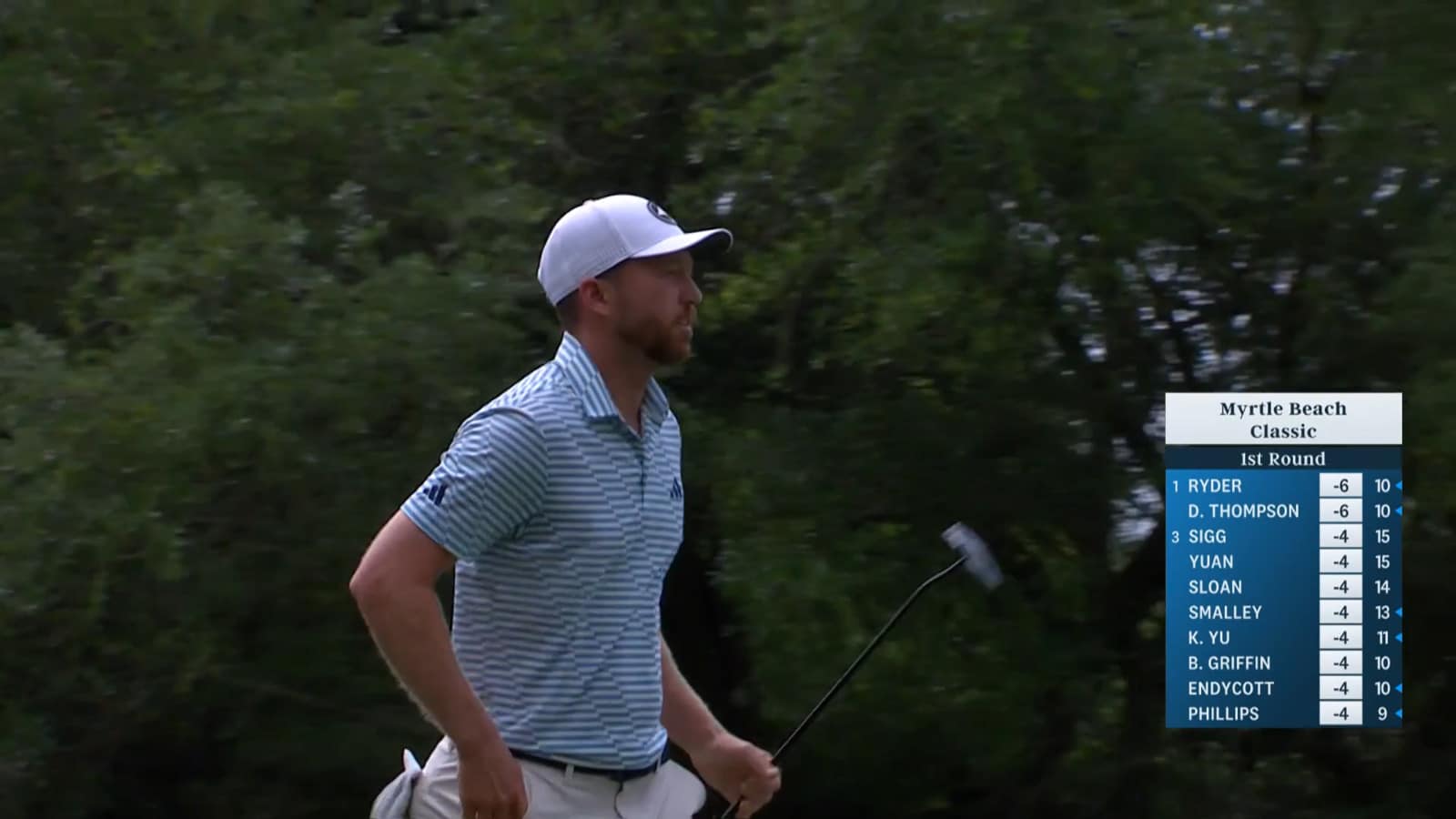 Daniel Berger gets up and down for birdie on the par-5 13th at Myrtle Beach