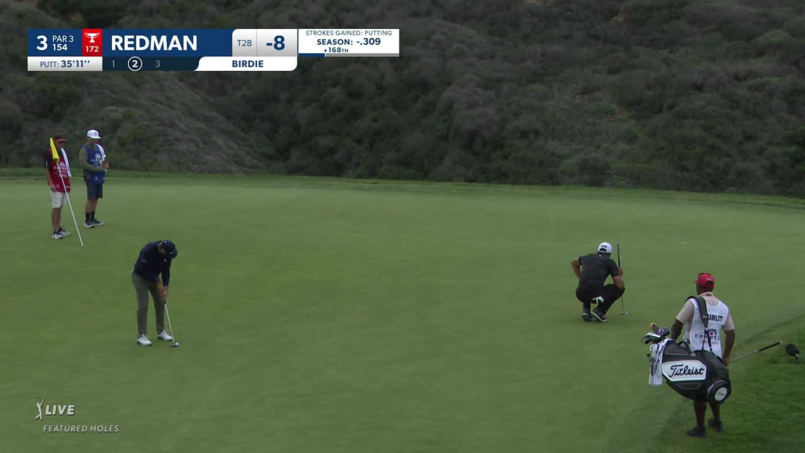 Doc Redman holes 36-footer for birdie at Farmers