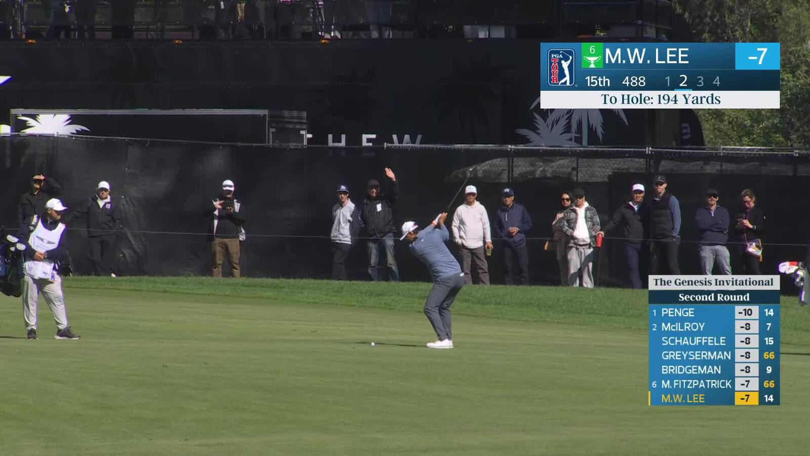 Min Woo Lee hits 192-yard approach to 6 feet, sets up birdie on No. 15 at The Genesis