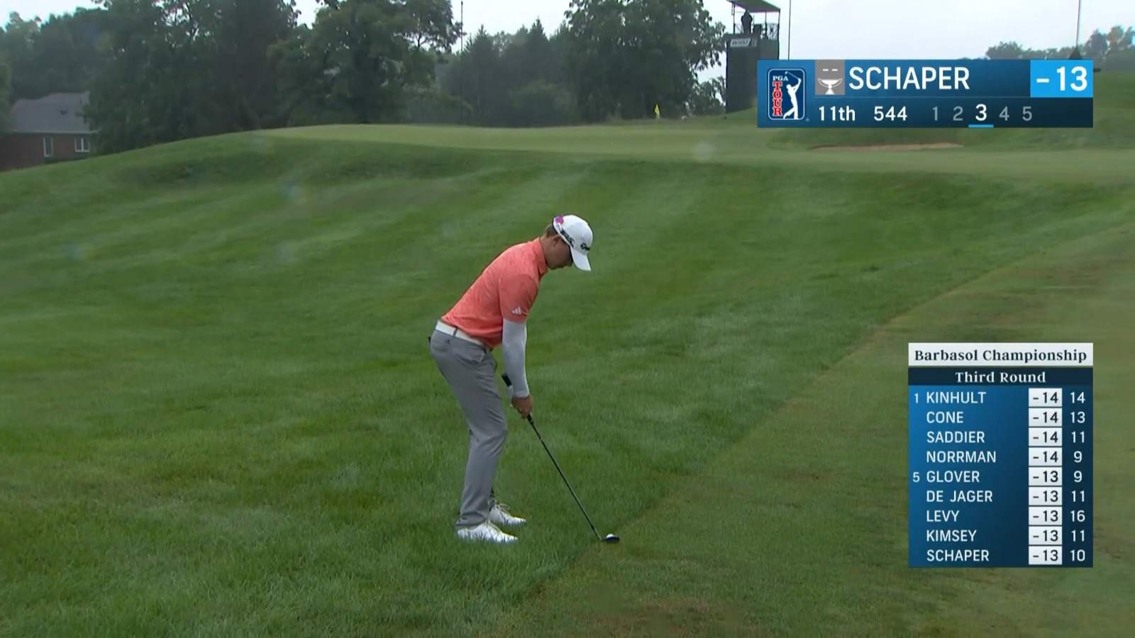 Jayden Schaper uses the slope to set up birdie at Barbasol