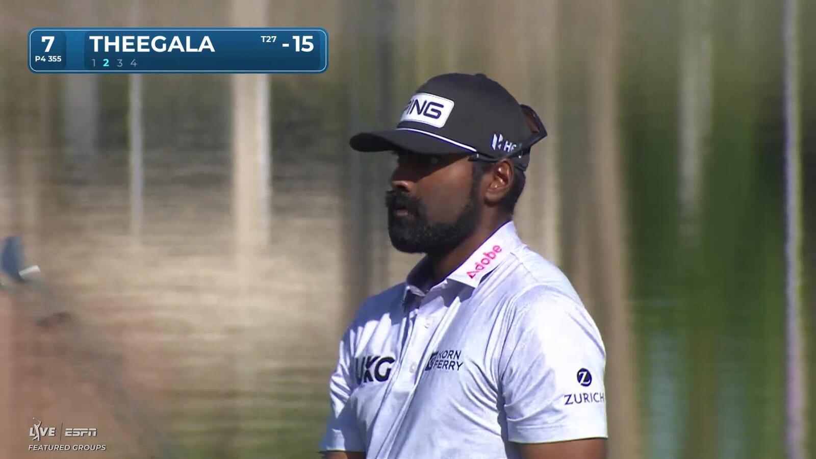 Sahith Theegala hits 97-yard approach to 6 feet, sets up birdie on No. 7 at The American Express