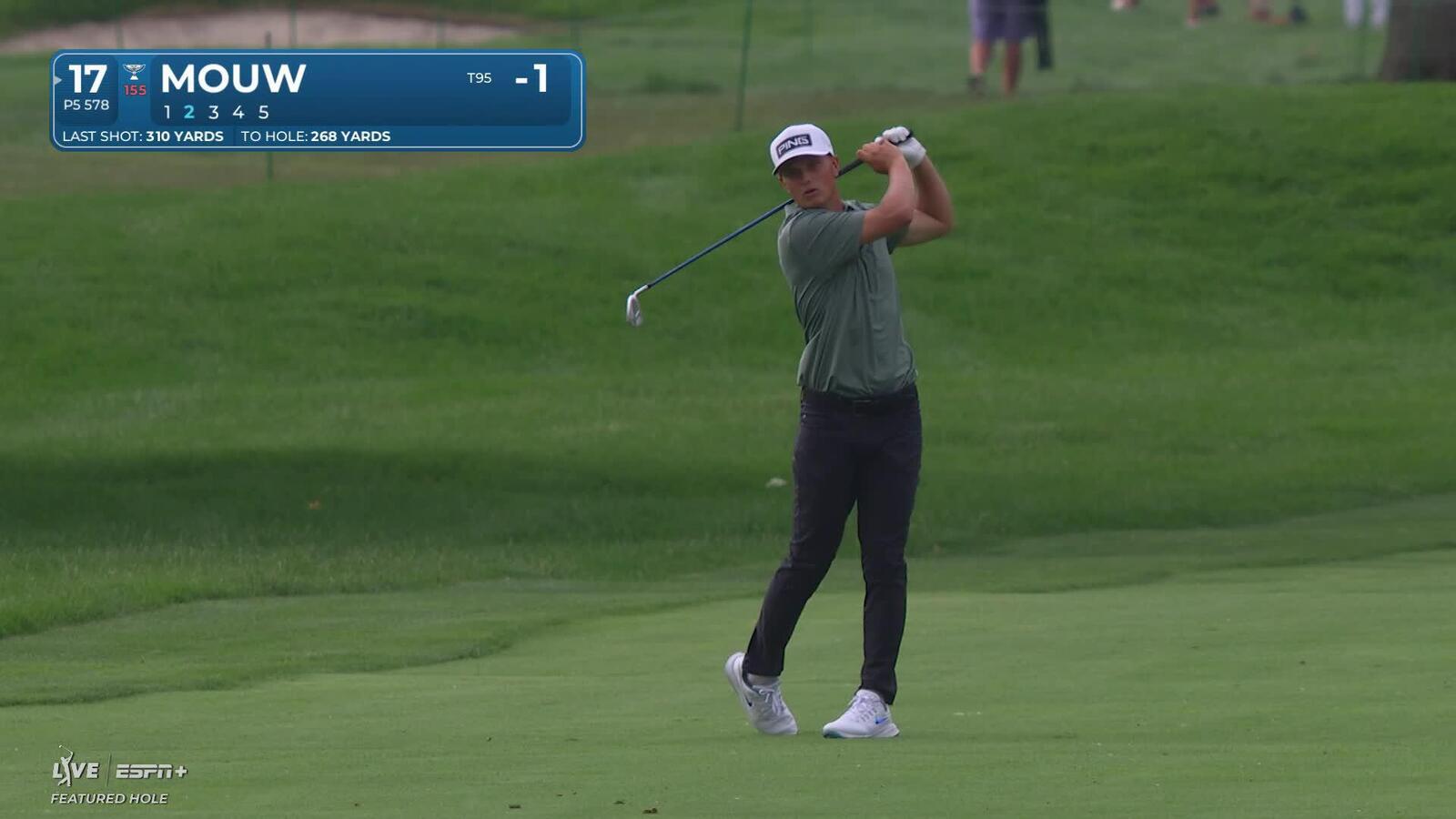 William Mouw sinks a 20-foot birdie putt on No. 17 at Rocket Classic