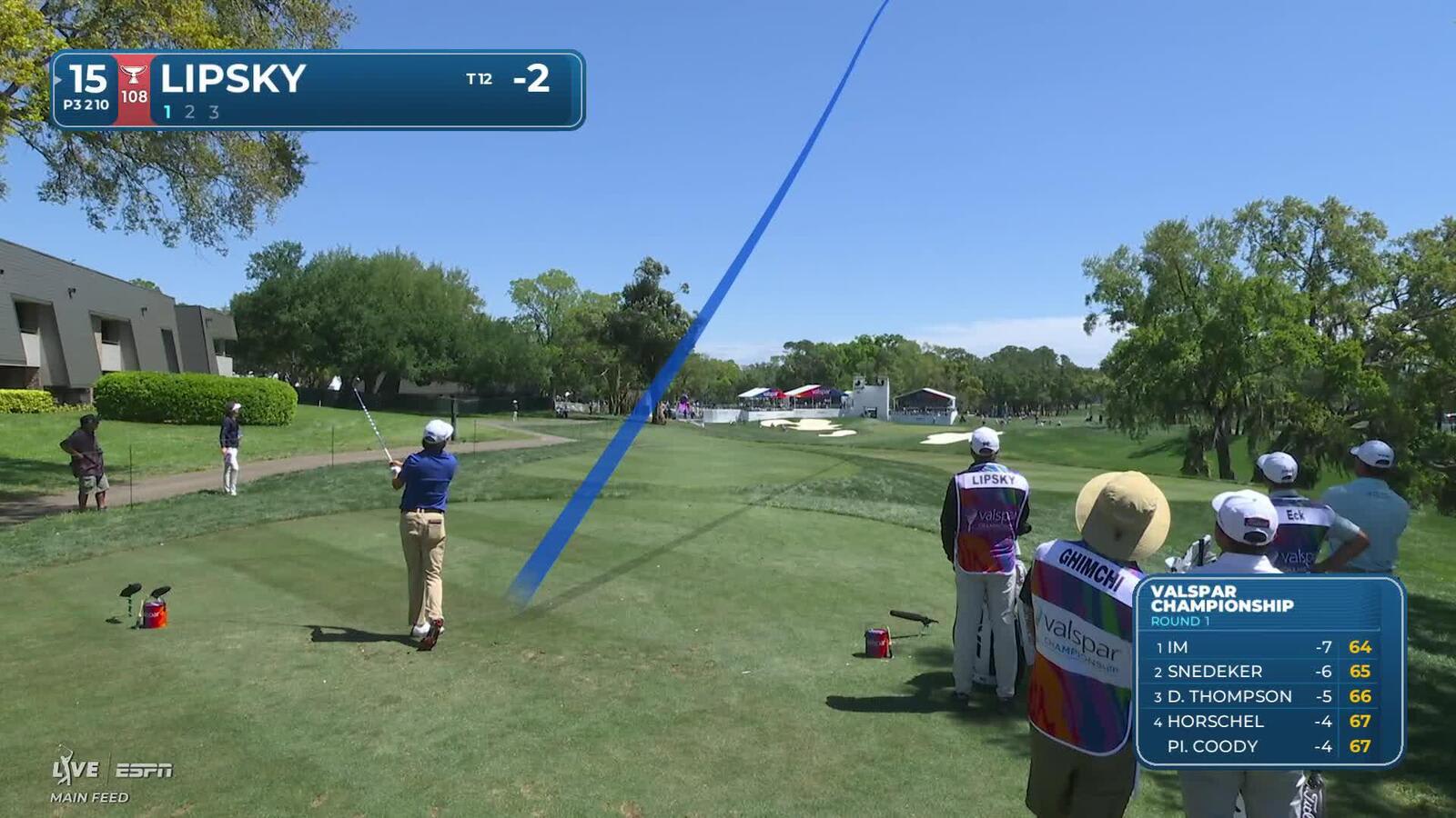 David Lipsky sinks 17-foot birdie putt on No. 15 at Valspar