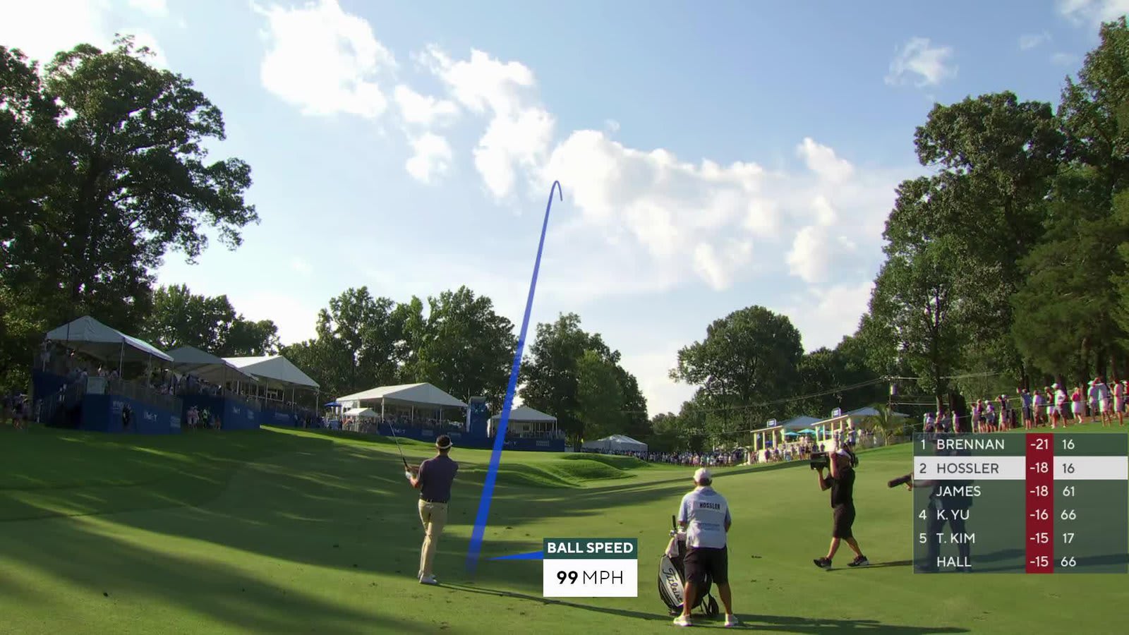 Beau Hossler's 117-yard approach sets up birdie on No. 17 at Wyndham