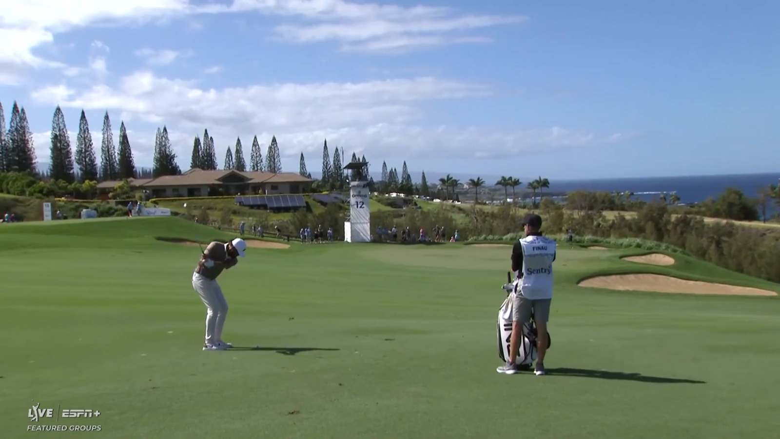 Tony Finau hits a spinner wedge shot to set up birdie at The Sentry