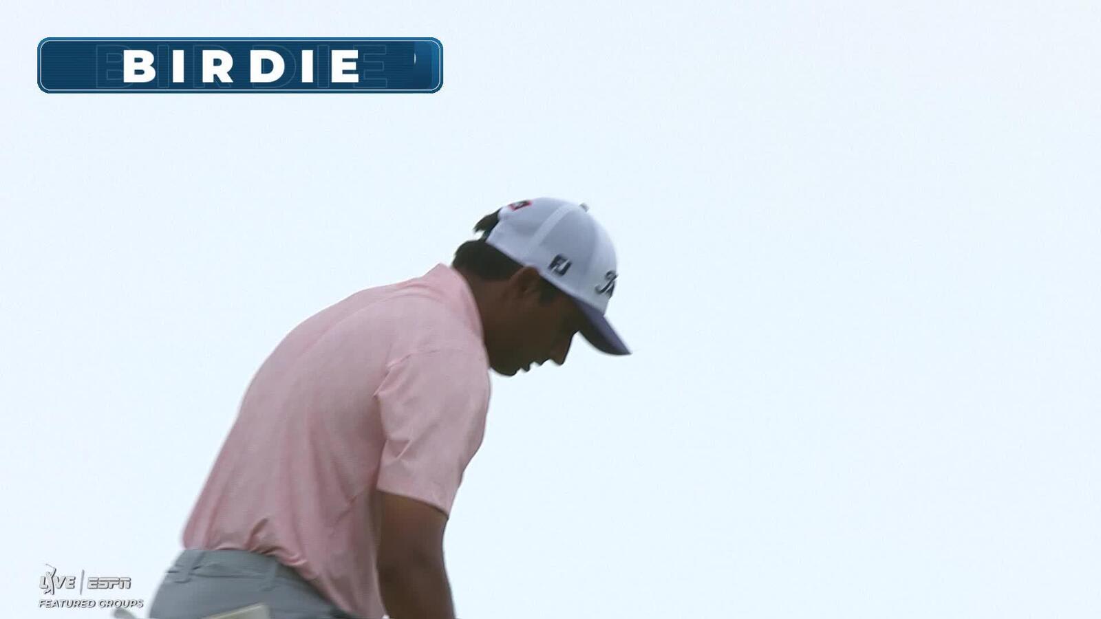Sudarshan Yellamaraju sinks 15-foot birdie putt on No. 16 at Sony Open
