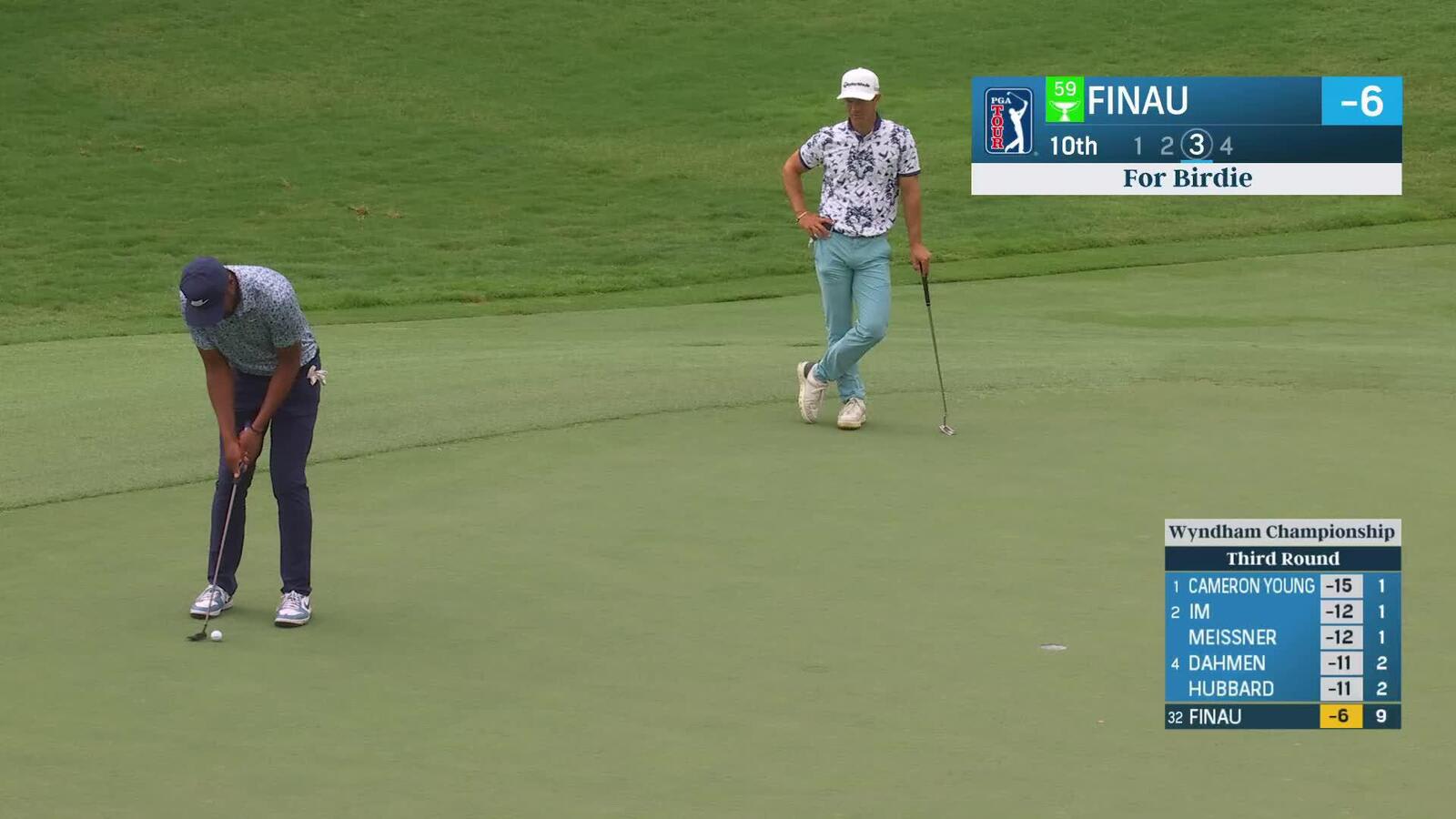 Tony Finau sinks birdie putt at Wyndham