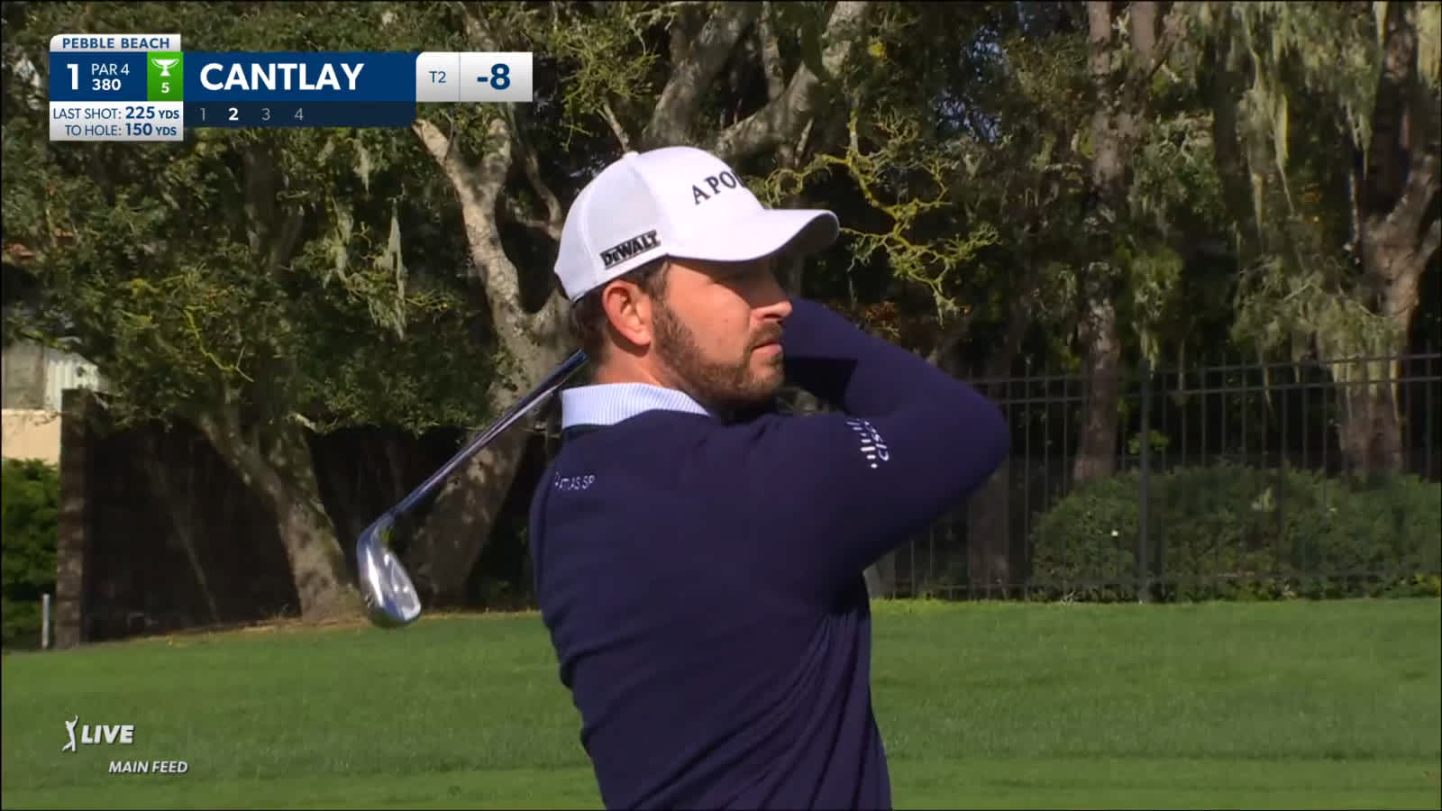 Patrick Cantlay makes birdie after tight approach at AT&T Pebble Beach