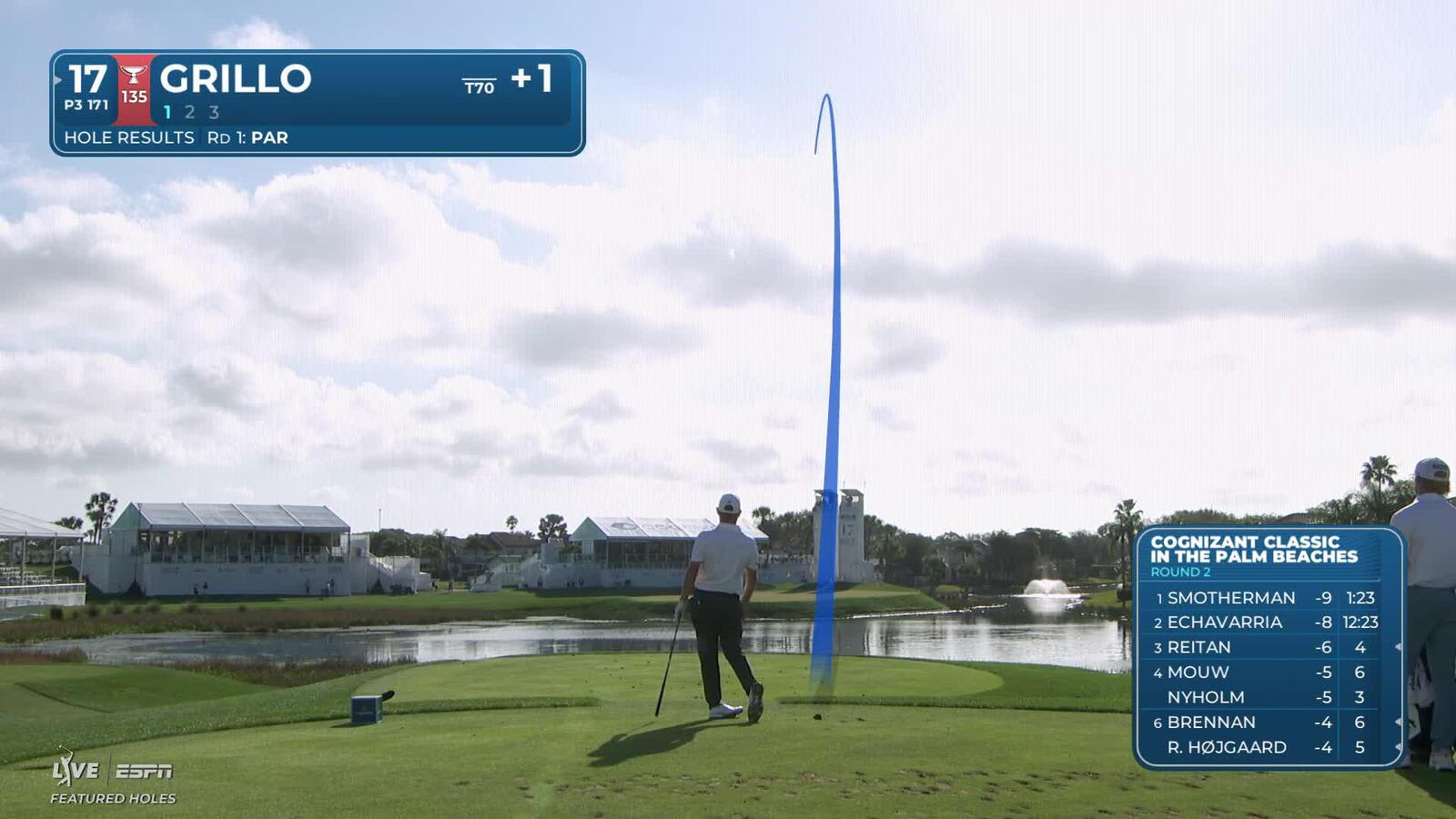 Emiliano Grillo hits 169-yard tee shot to 8 feet, sets up birdie on No. 17 at Cognizant Classic