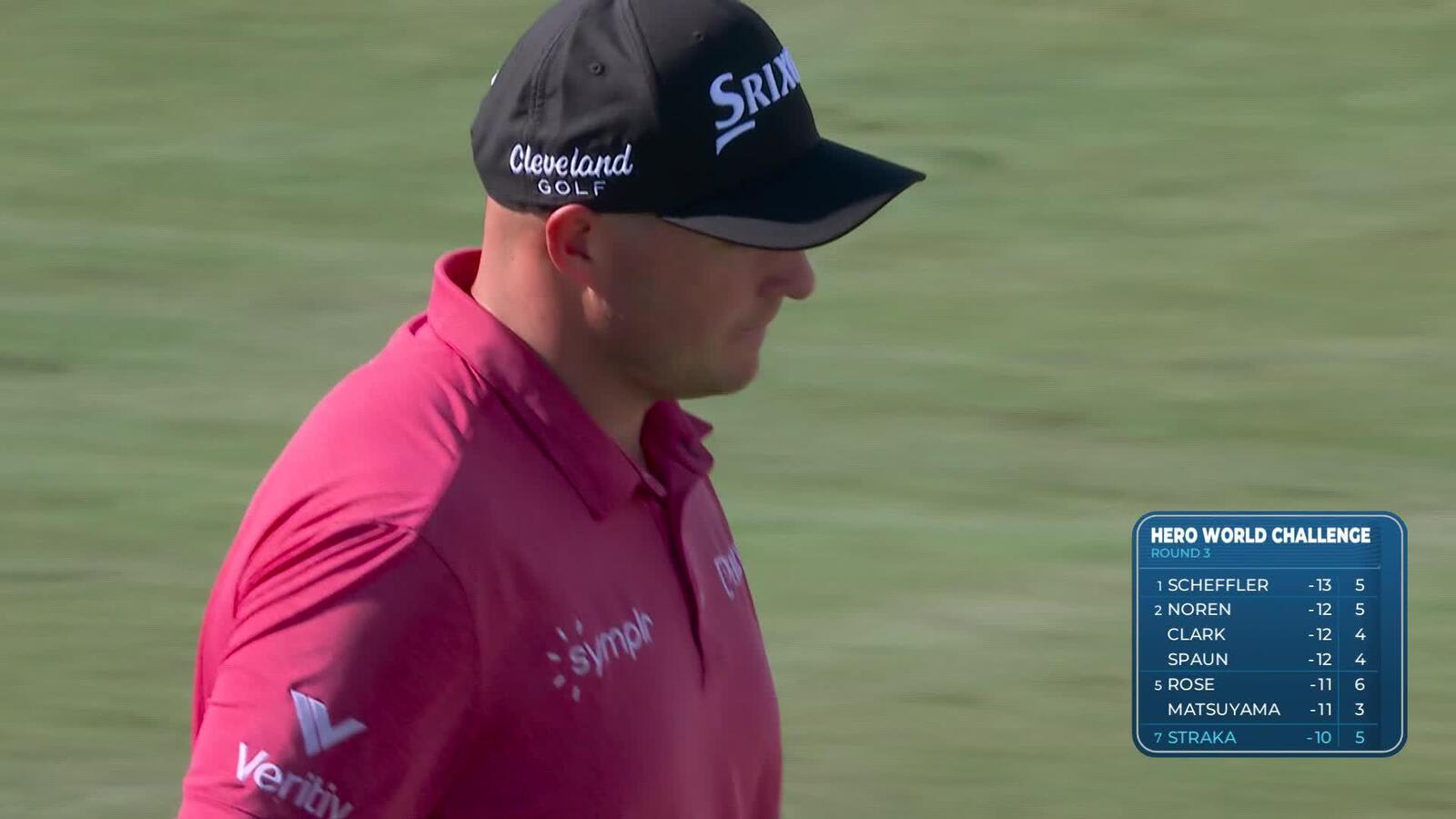 Sepp Straka drains chip for eagle at Hero World Challenge