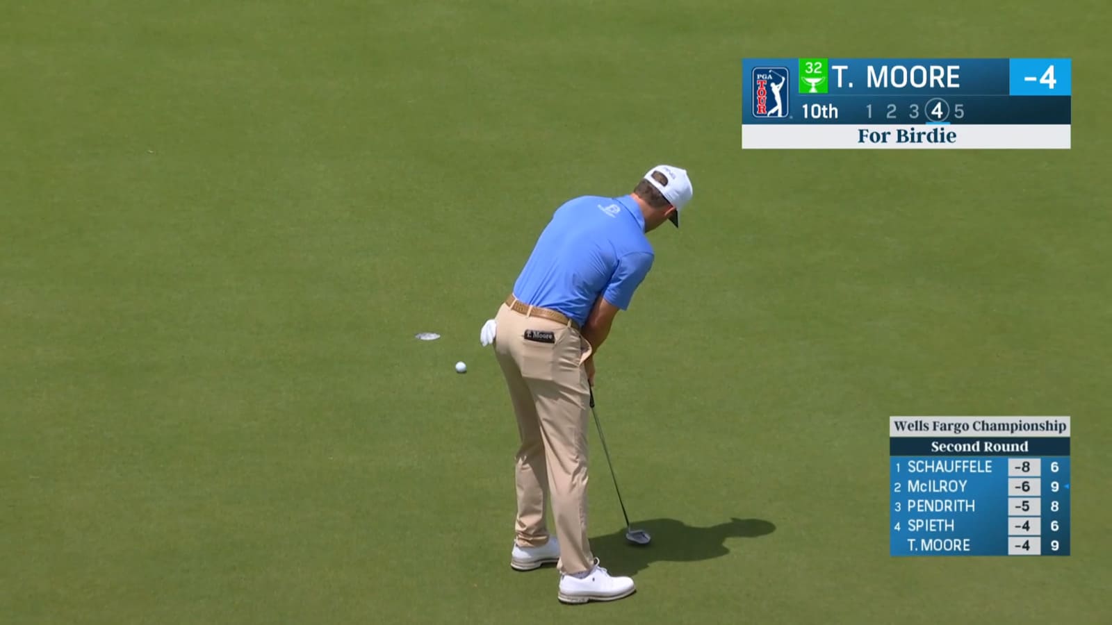 Taylor Moore rolls in birdie putt at Wells Fargo