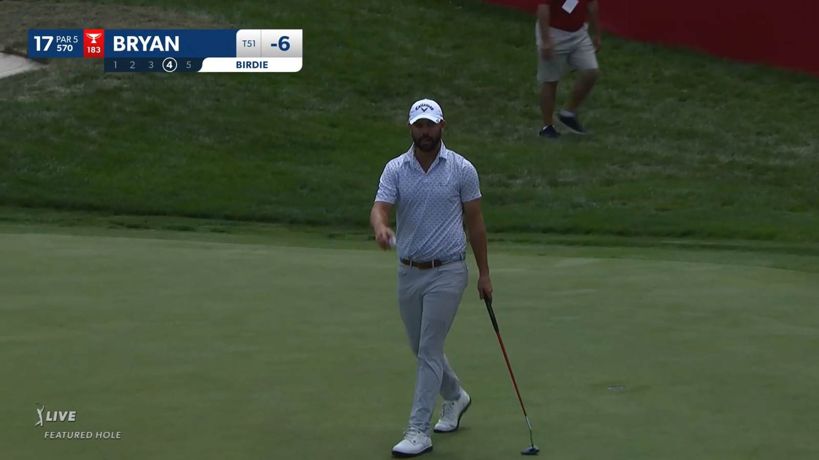 Wesley Bryan chips in close then taps in for birdie at Rocket Mortgage