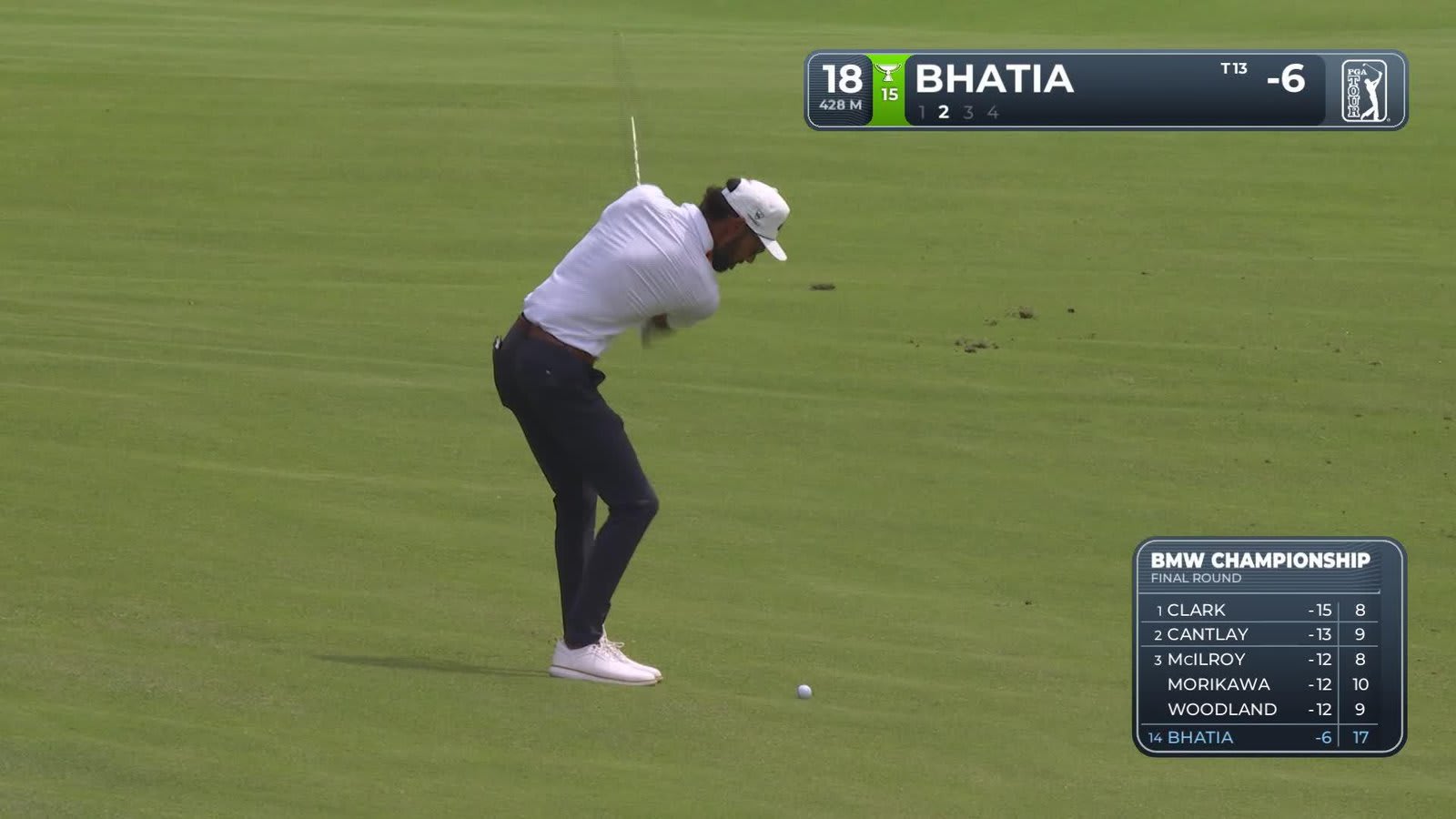Akshay Bhatia's 165-yard approach sets up birdie on No. 18 at BMW Championship