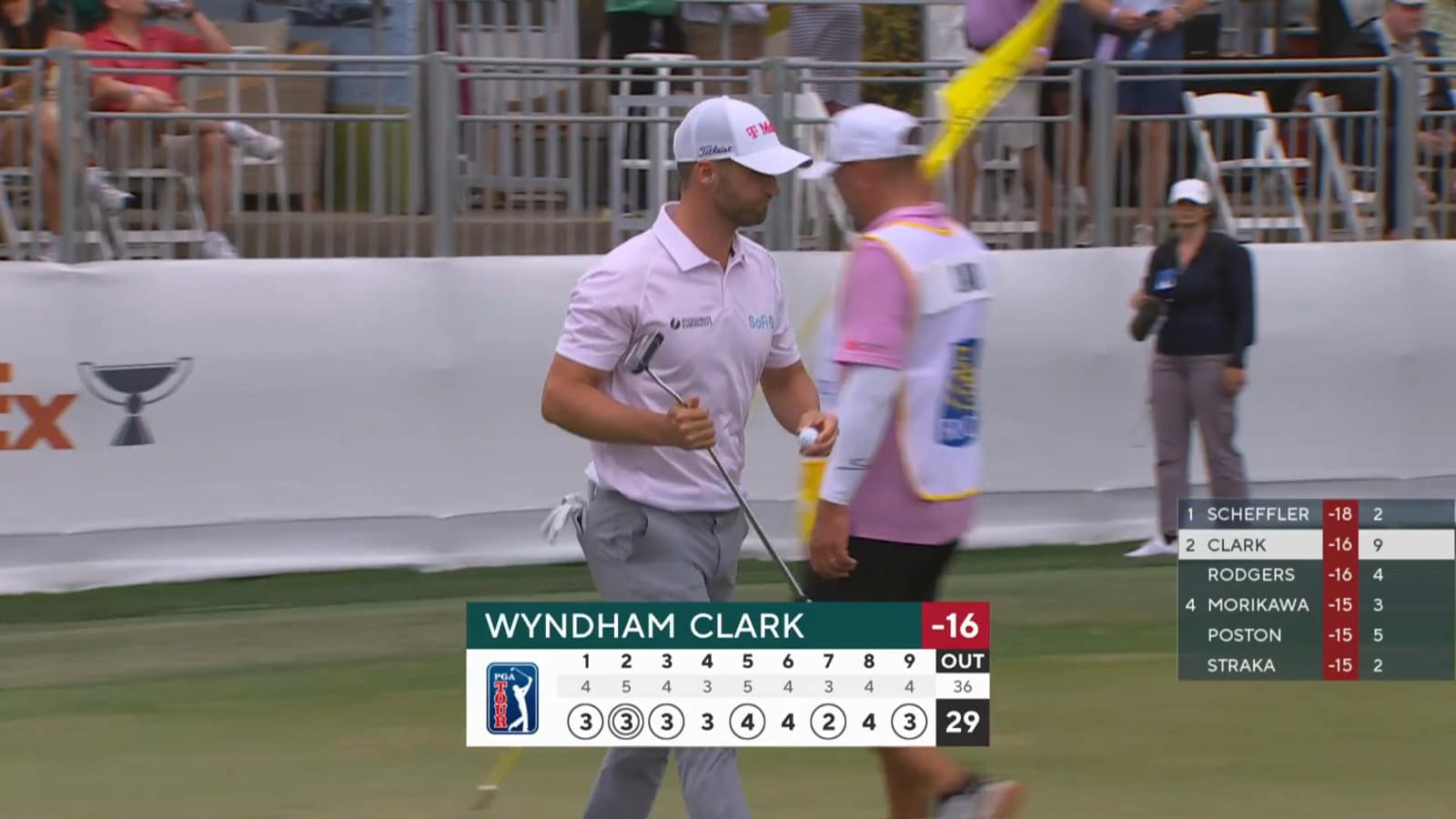 Wyndham Clark converts birdie on No. 9 at RBC Heritage