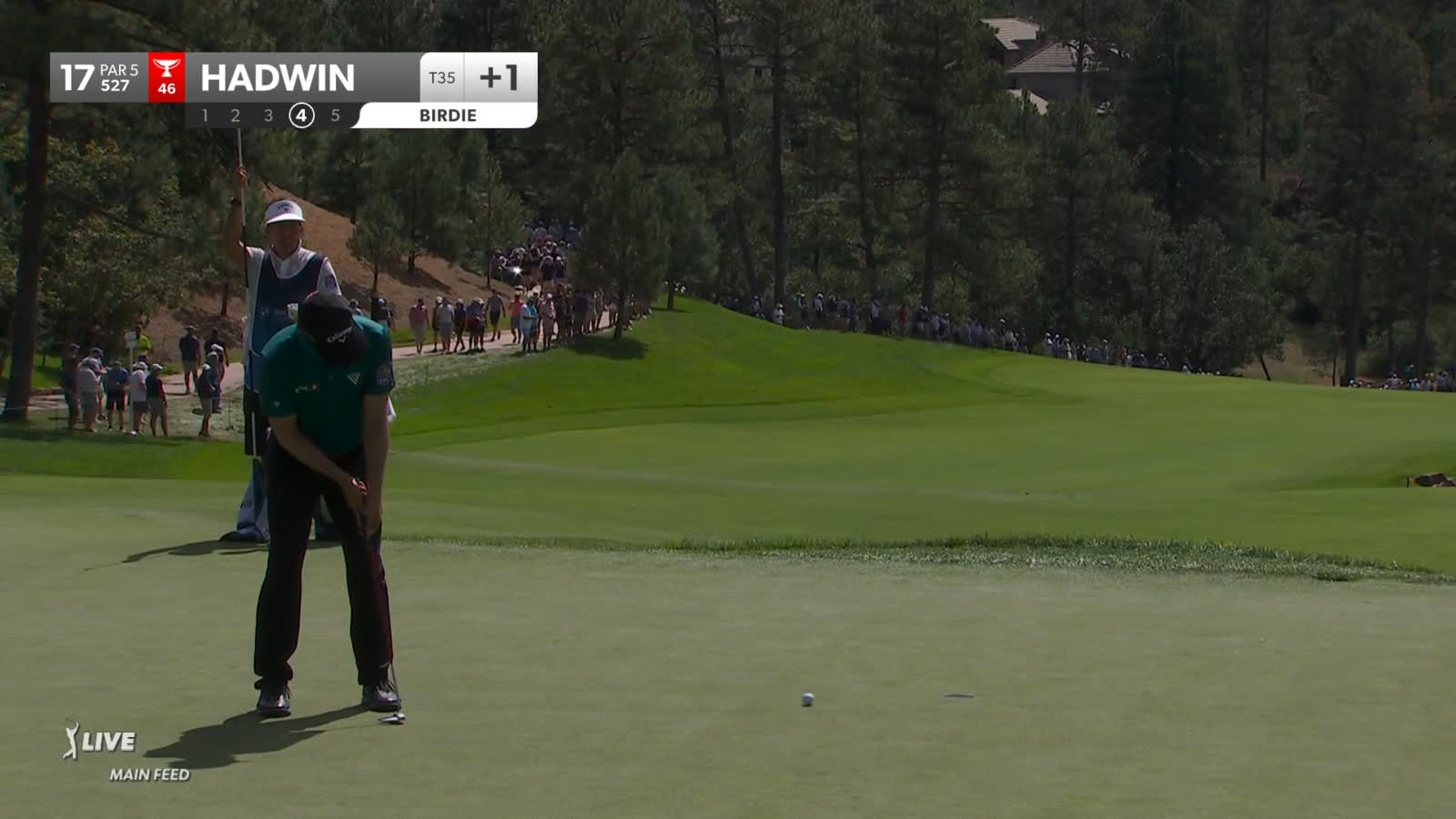 Adam Hadwin sends in putt for birdie at BMW Championship