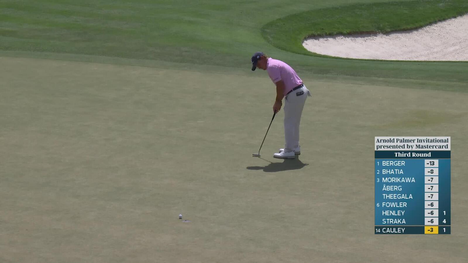 Bud Cauley sinks 13-foot birdie putt on No. 2 at Arnold Palmer