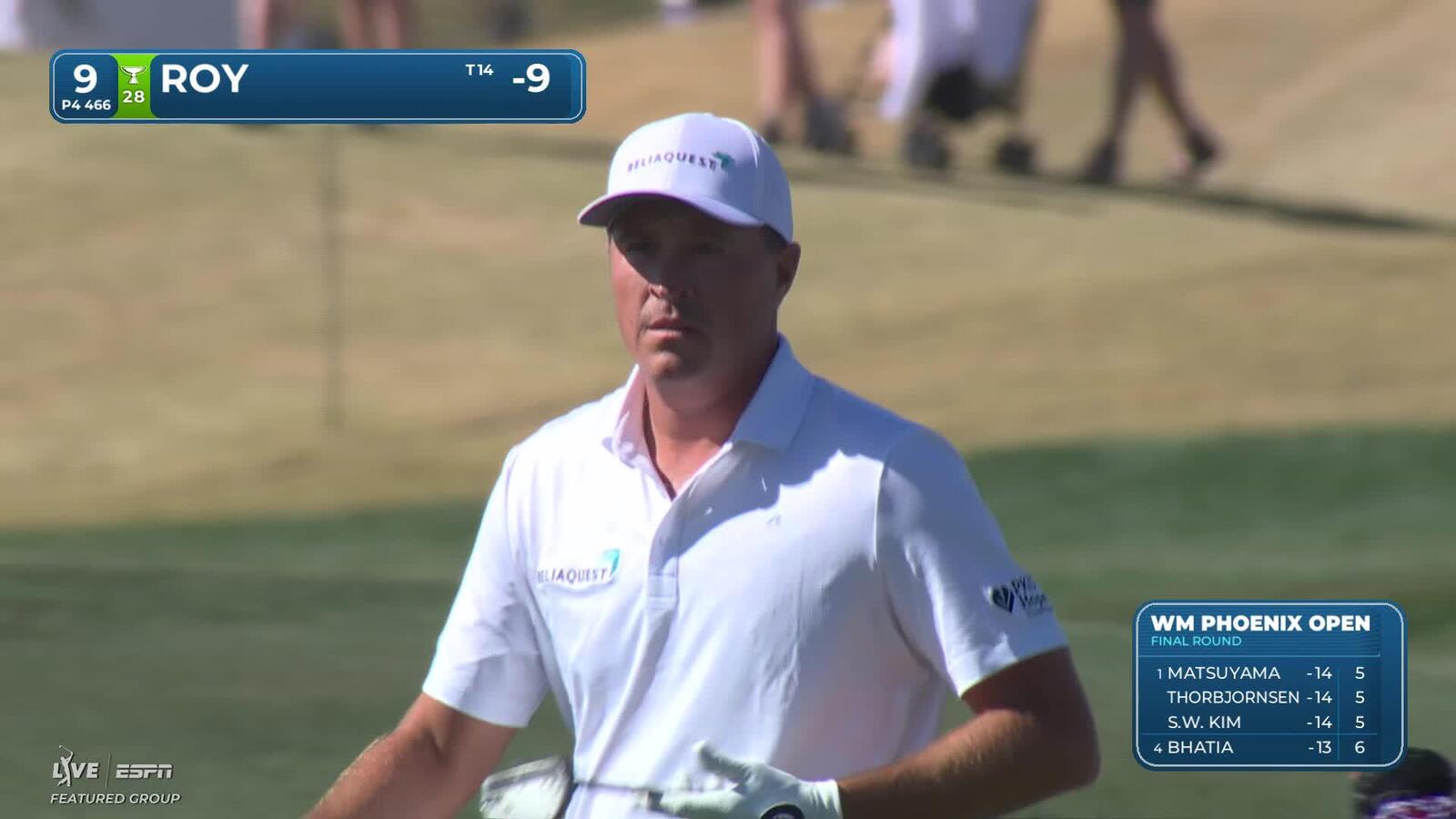 Kevin Roy hits 102-yard approach to 3 feet, sets up birdie on No. 9 at WM Phoenix Open