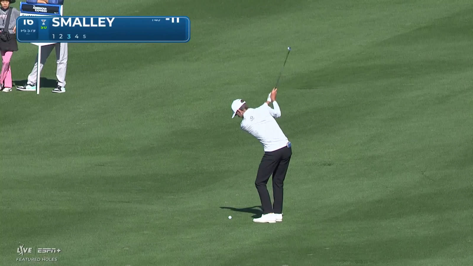 Alex Smalley pulls the string on his approach shot to set up birdie at The American Express