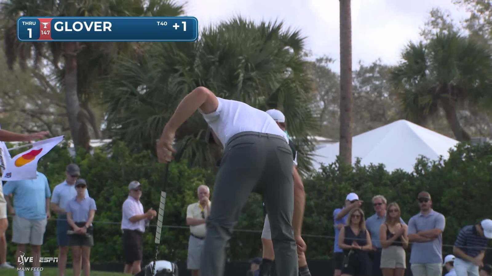 Lucas Glover hits 131-yard approach to 8 feet, sets up birdie on No. 1 at Arnold Palmer