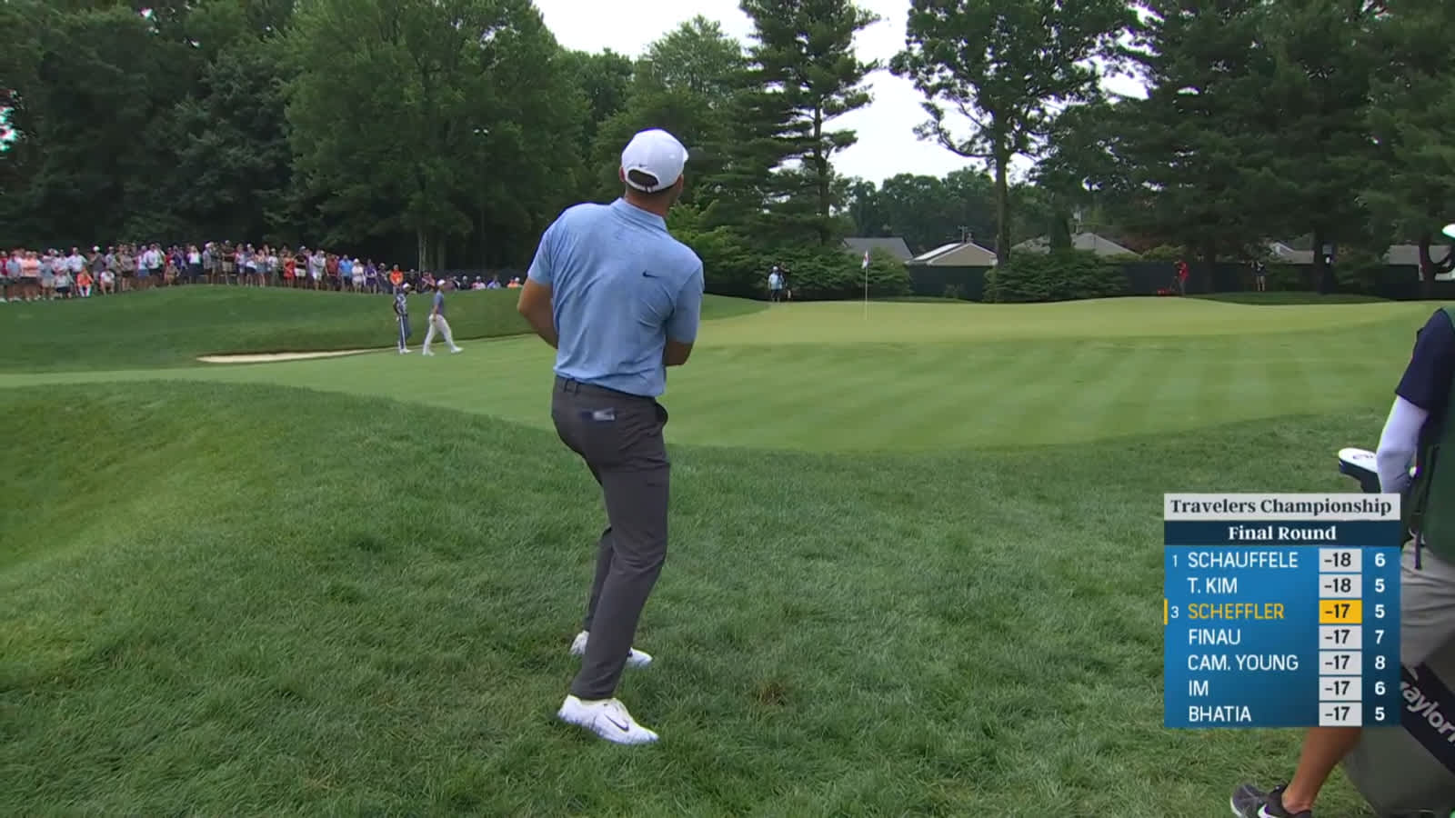 Scottie Scheffler wedges it close from the rough to set up birdie at Travelers