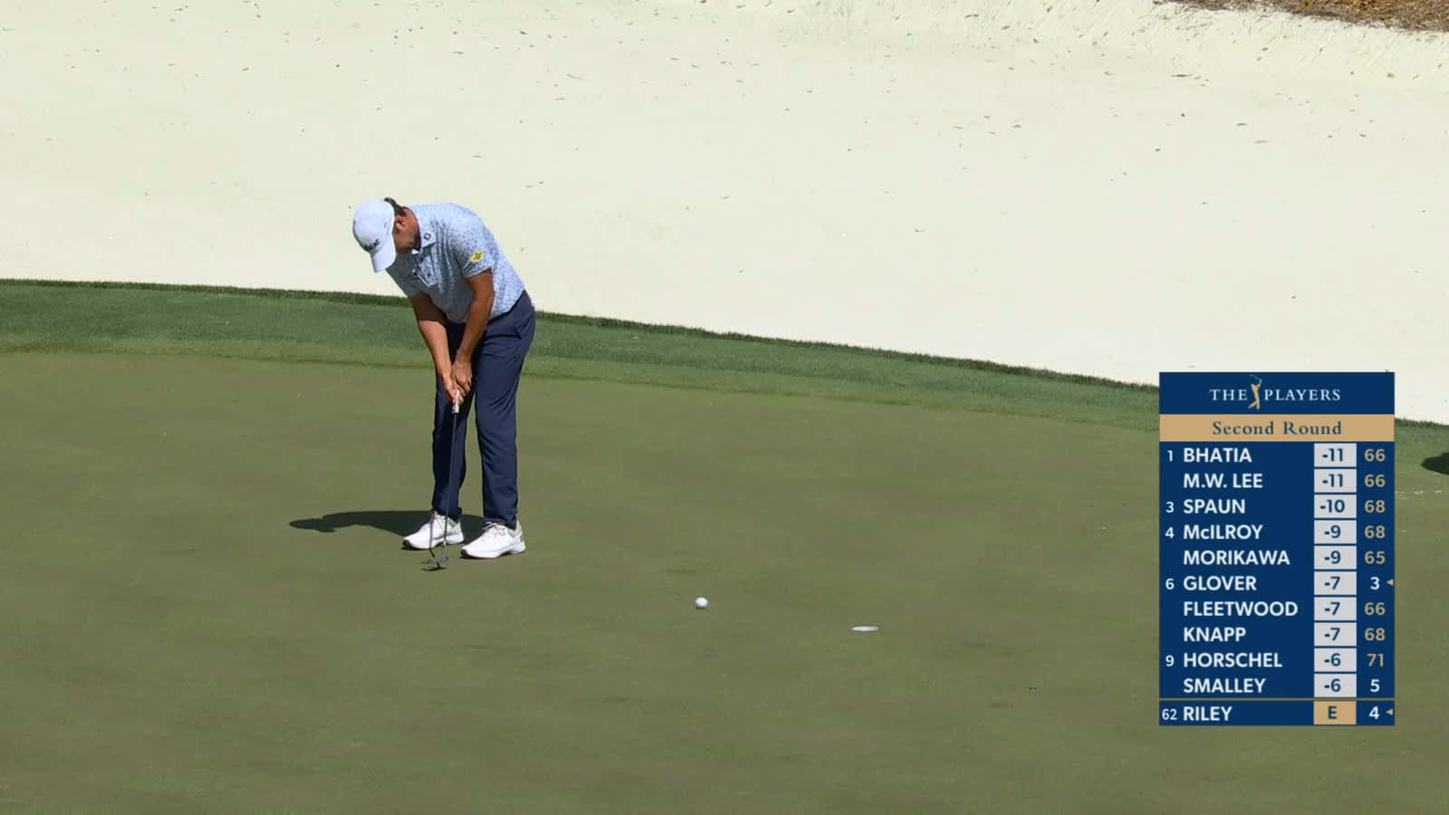 Davis Riley drops in putt for birdie at THE PLAYERS